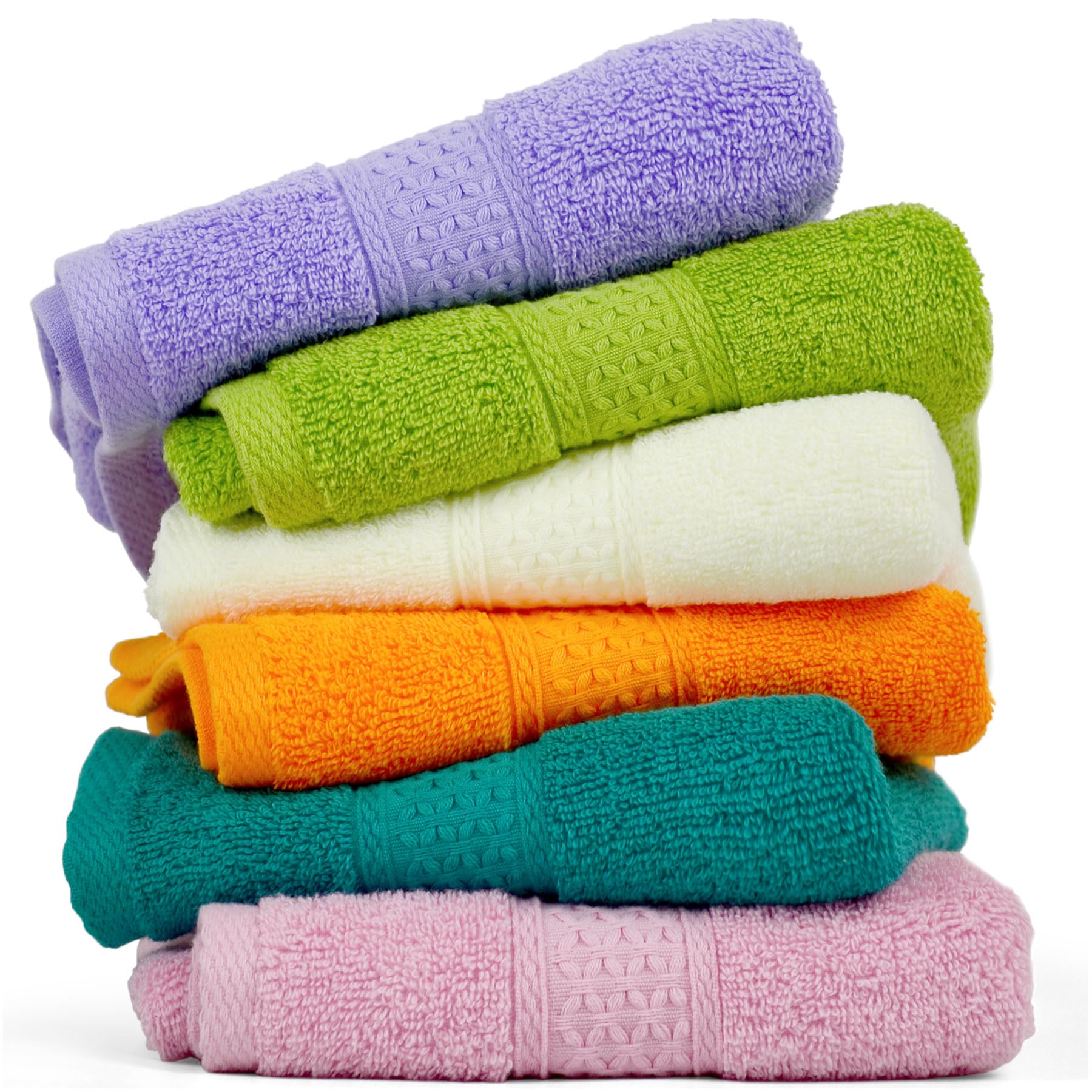 Cleanbear 6 Pack Hand Towels For Bathroom, 100% Cotton Absorbent Face Towels With 6 Assorted Colors For Shower, Kitchen, College