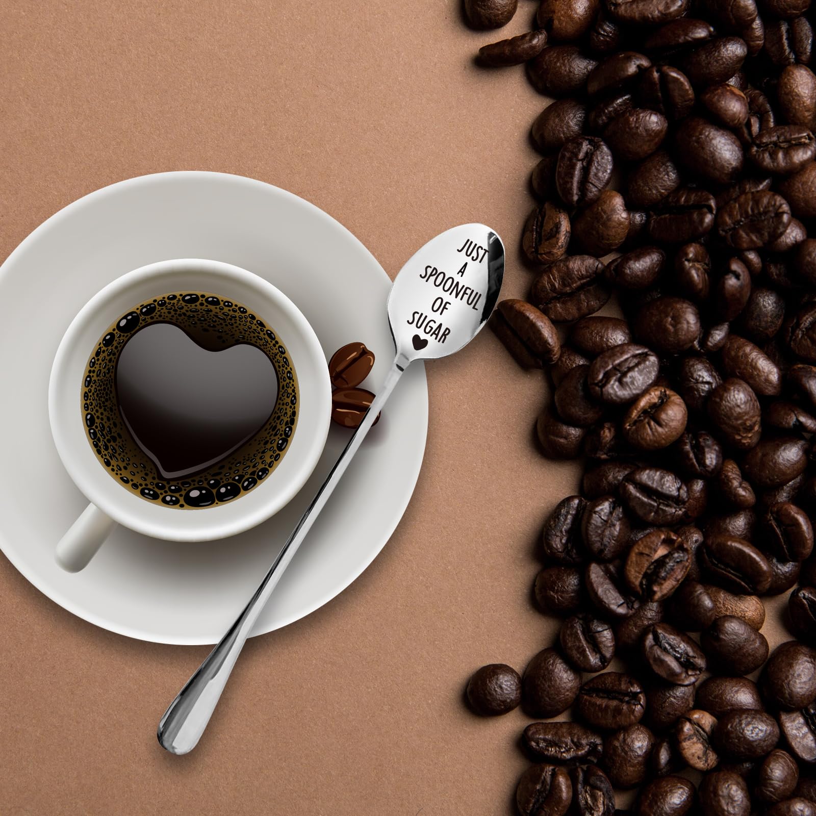 Yrovwenq Just A Spoonful Of Sugar Spoon For Friends Or Dessert Sugar Coffee Lover Funny Birthday Gift