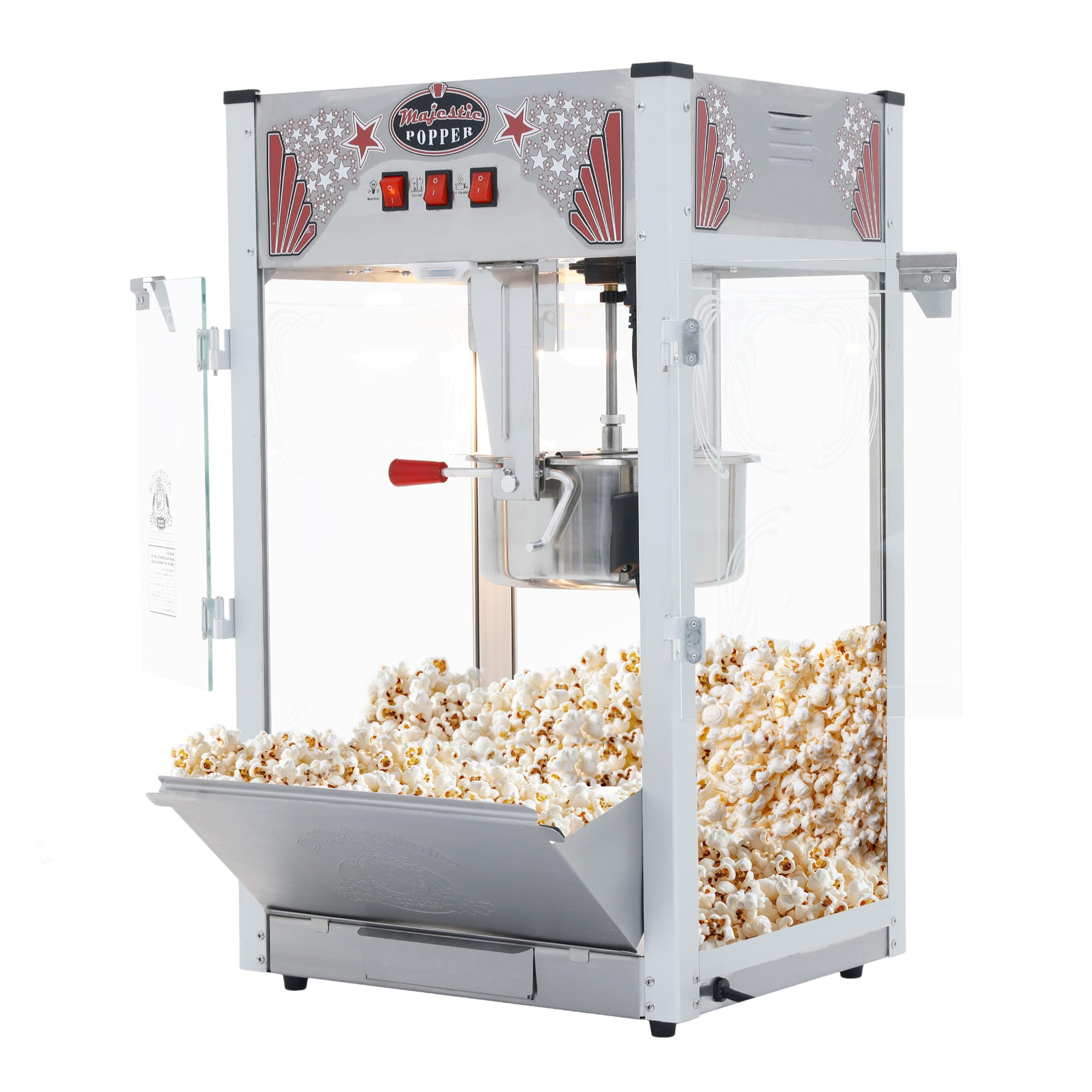 Majestic Popcorn Machine - 16oz Stainless Steel Kettle Makes up to 96 Cups - Electric Popcorn Popper Machine with Scoop, Measuri