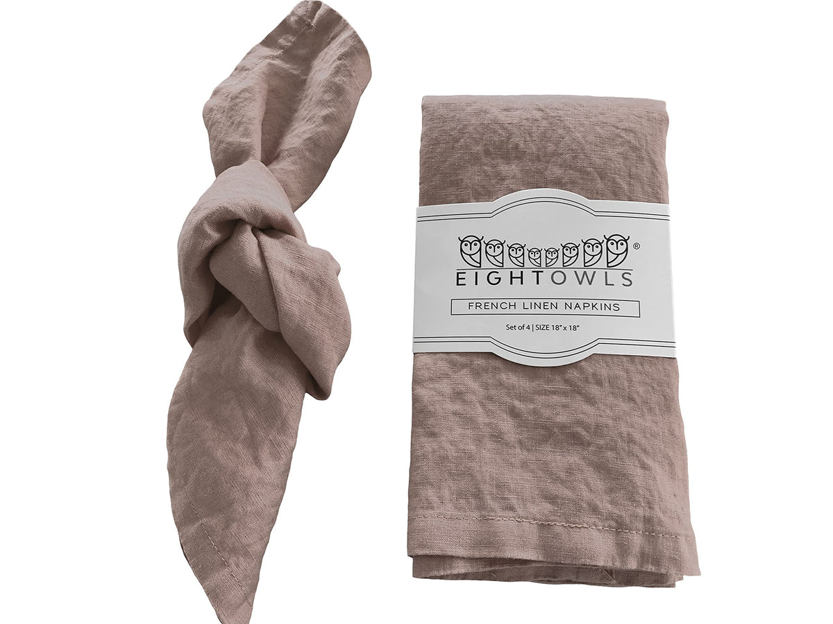 Linen Napkins -100% French Flax - Stonewashed Pure Linen Cloth Napkins - Size 18 Inch X 18 Inch - Set Of 4 (Natural Rustic Taupe