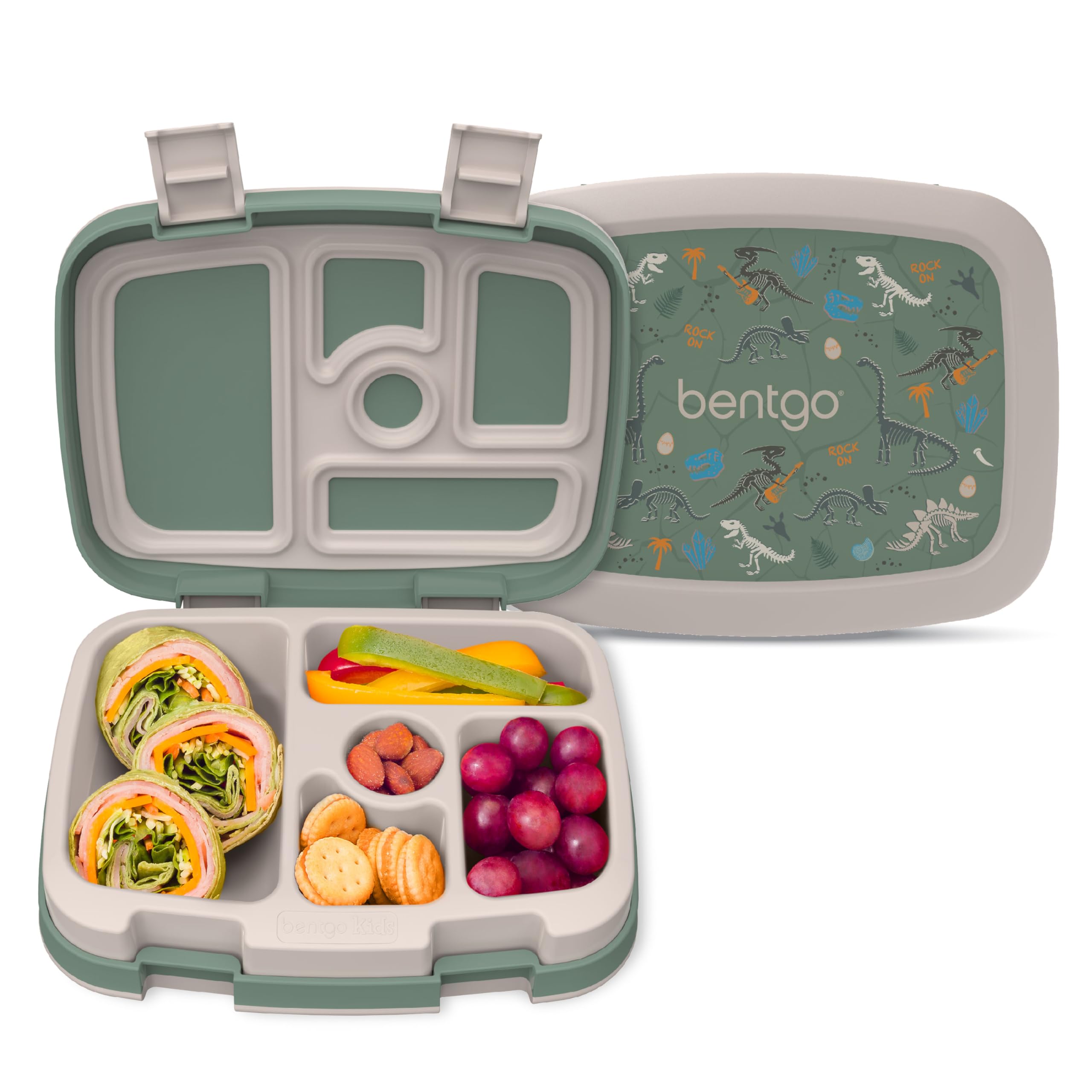 Bentgo Kids Prints LeakProof, 5Compartment BentoStyle Kids Lunch Box  Ideal Portion Sizes for Ages 3 to 7  BPAFree, Dishwa