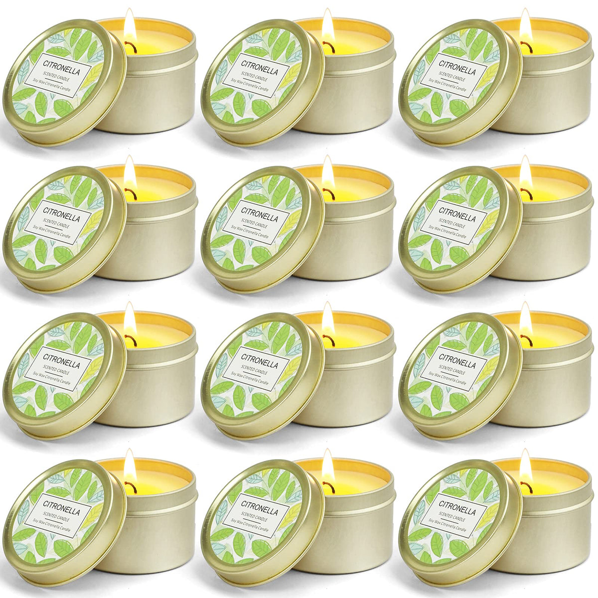 Citronella Candles, Outdoor Scented Candles, Soy Wax Candles Gift Set for Outdoor Garden, Camping, 12 x 2.5 oz