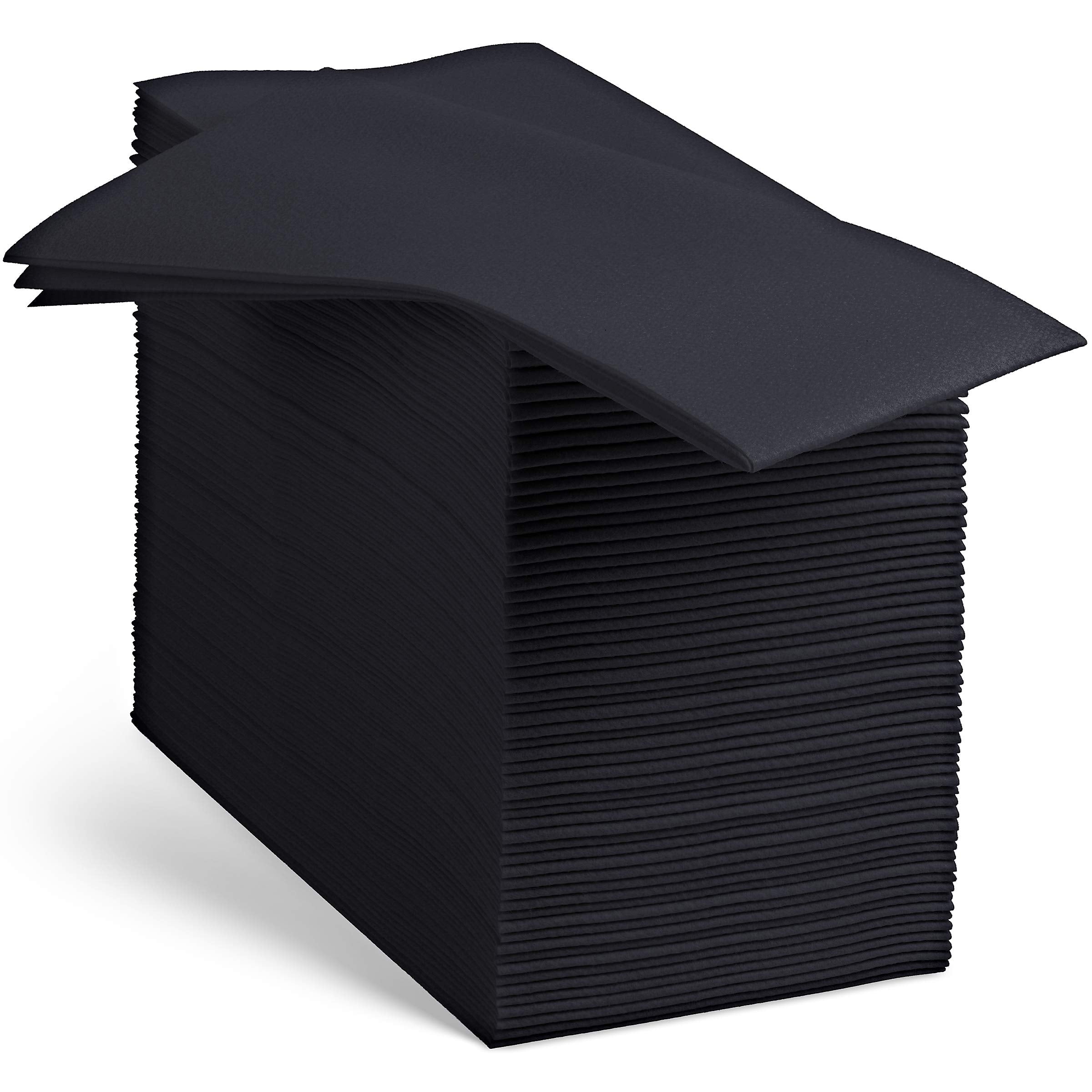 100 Linen-Feel Black Paper Napkins - Decorative Cloth-Like Black Dinner Napkins - Soft And Absorbent. For Kitchen  Party  Wedding  Bathroom Or Any Occasion. (Pack of 100)