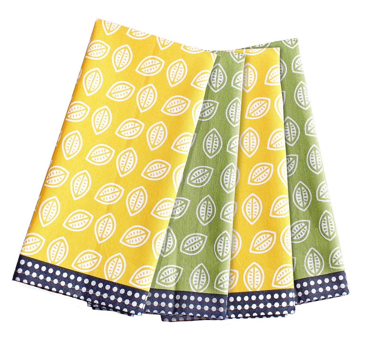 Accenthome Cotton Kitchen Towels Set Of 4 - Absorbent Dish Towels Set | Tea Towels| Lemon Slice Print 2+2 Each Design Kitchen Di