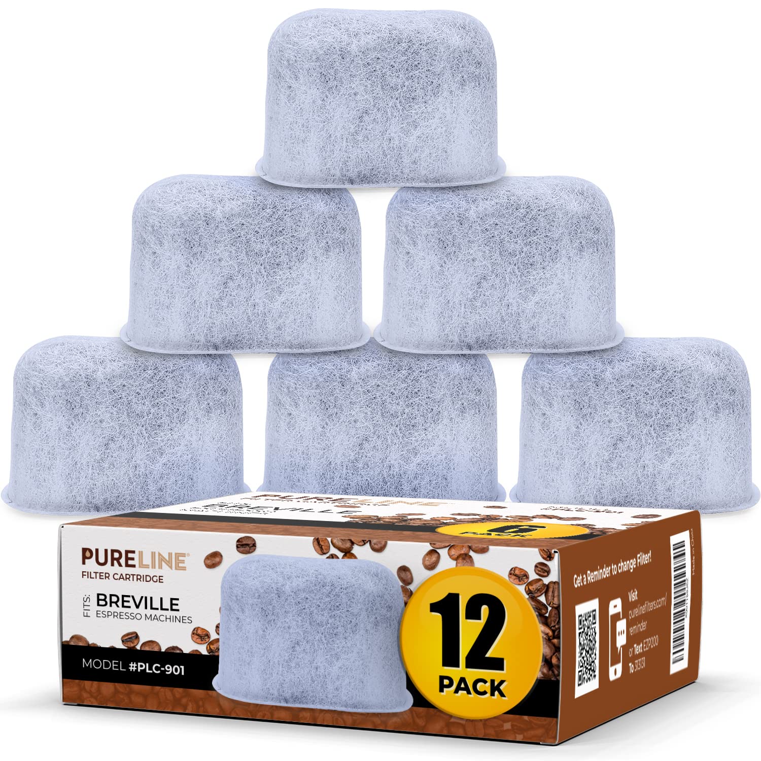 12-Pack Breville Water Filter Bwf100 Replacement By Pureline, Compatible With Breville Espresso Machine