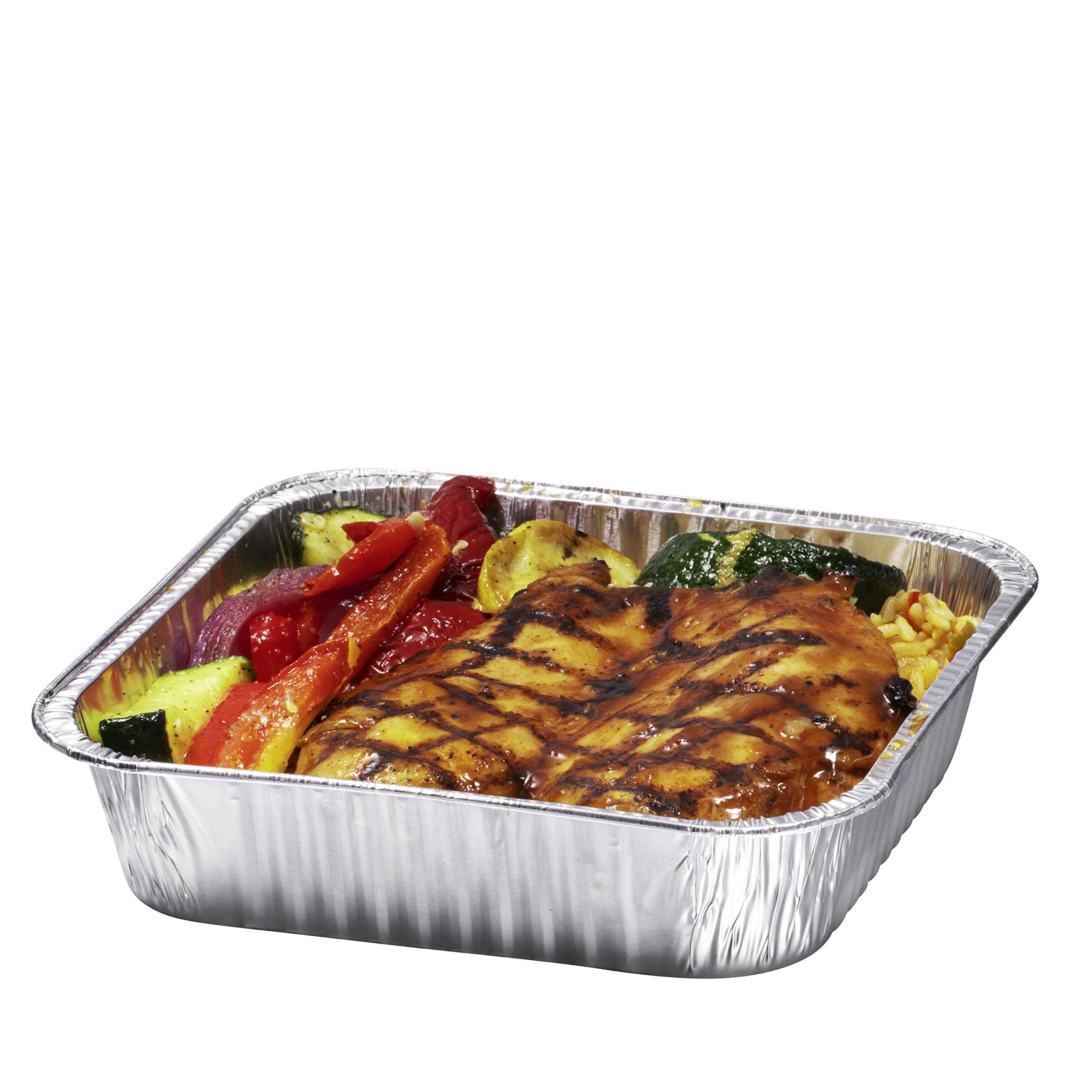 8X8 Disposable Aluminum Pans With Lids - 50 Pack Foil Pans For Cooking, Baking Cakes, Roasting & Homemade Breads - Disposable Fo