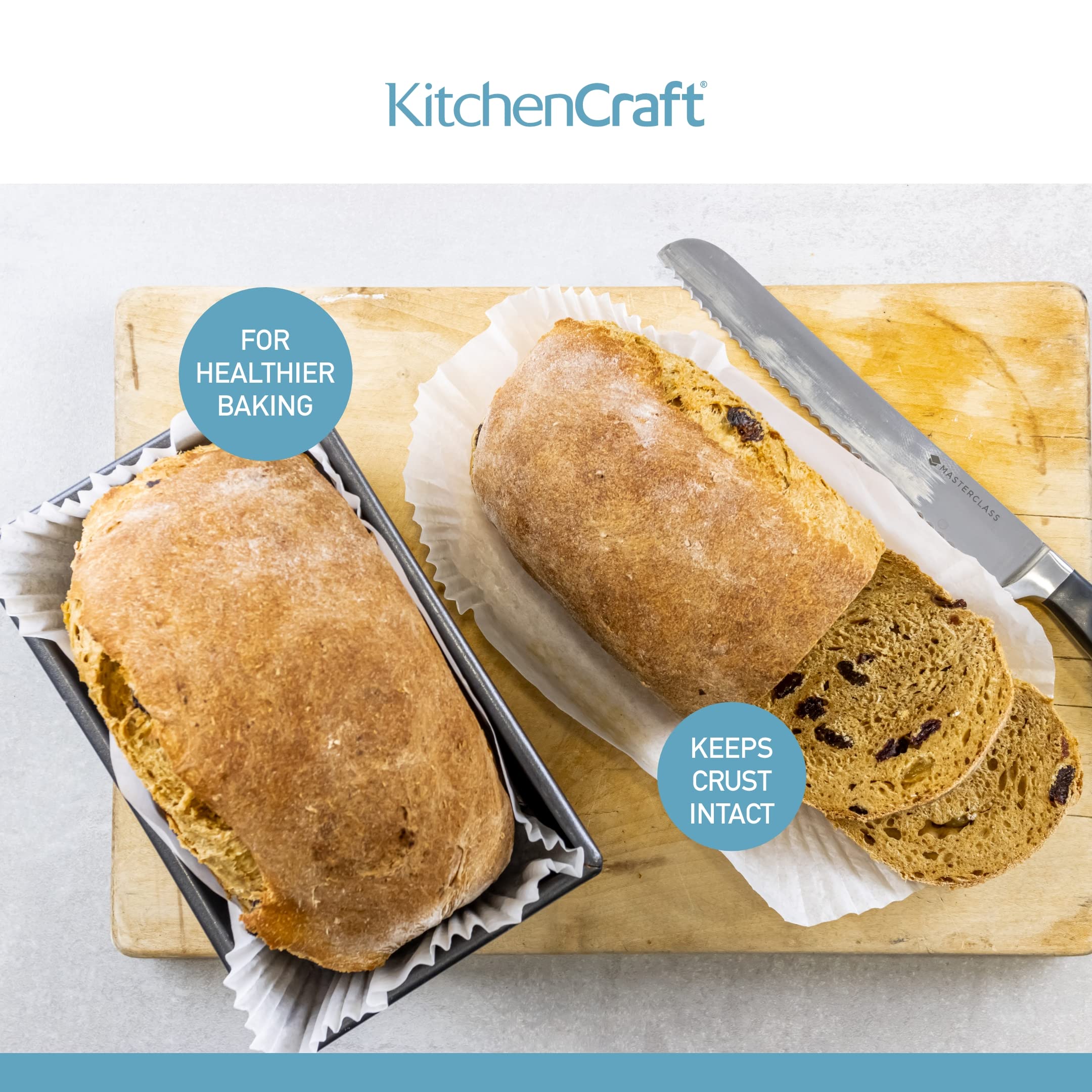 KitchenCraft Loaf Tin Liners  Non Stick  Cake and Bread Tin  20 x 9 cm  Pack of 40 Liners