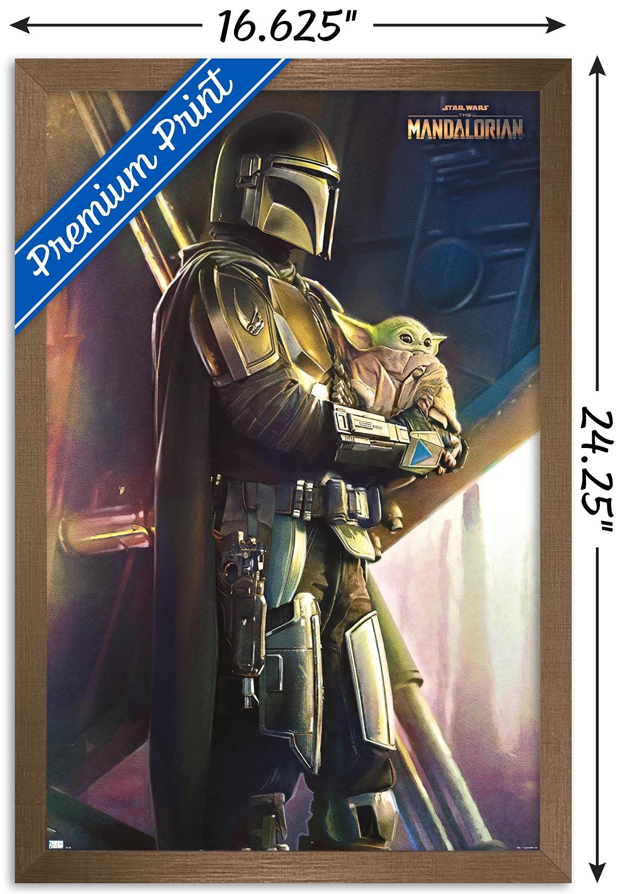 Trends International Star Wars: The Mandalorian - Held Wall Poster, 14.725'' X 22.375'', Bronze Framed Version