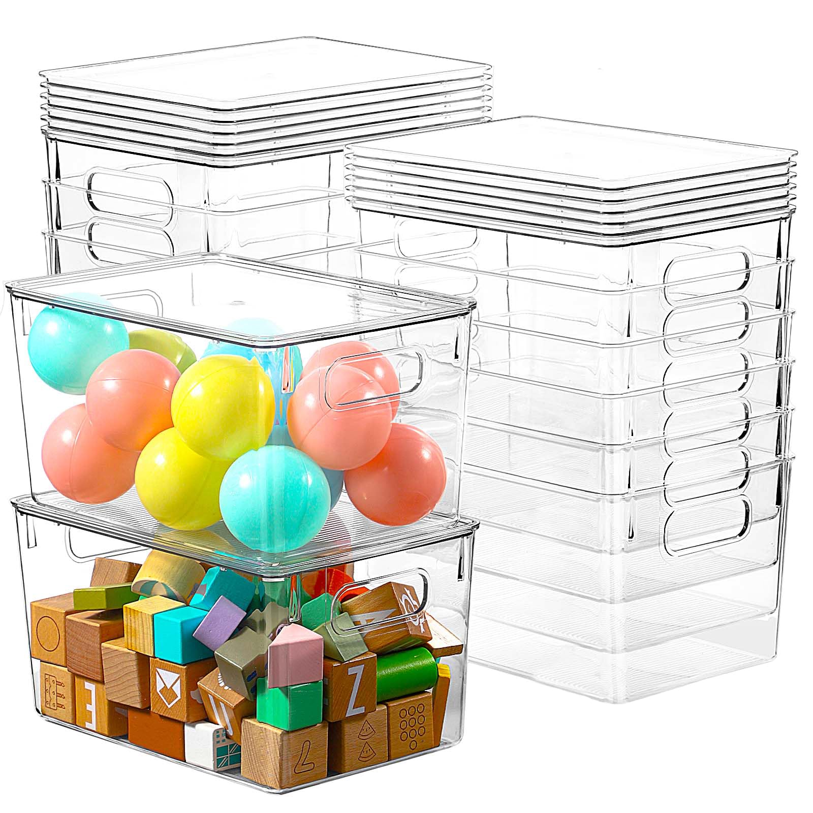 12 Pack Clear Storage Bins With Lids, 7 Quart Stackable Storage Boxes For Storage And Organization, Plastic Storage Containers W