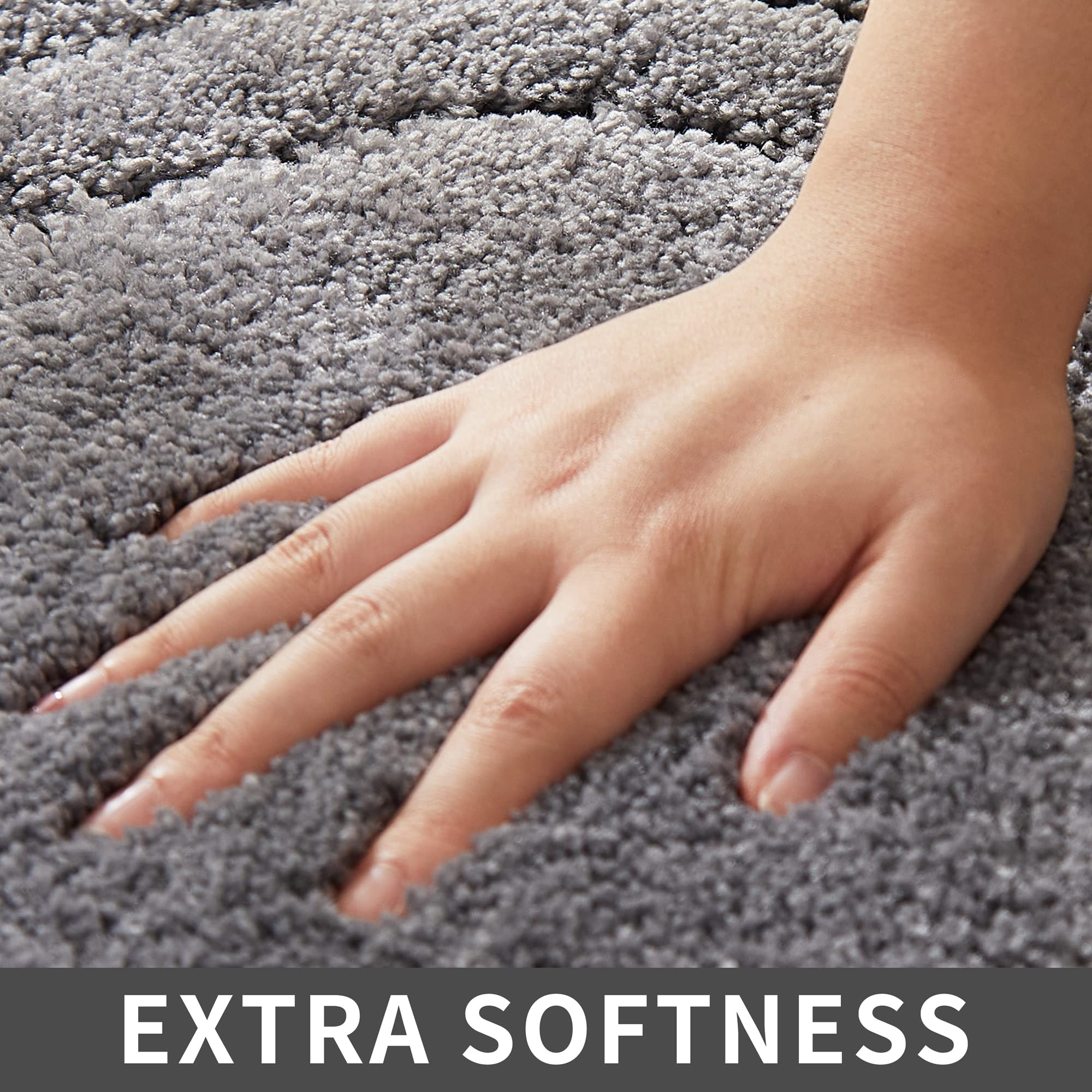 COSY HOMEER Extra Thick Bath Rugs for Bathroom - Anti-Slip Bath Linen Sets Mats Soft Plush Yarn Shaggy 100% Strong Polyeste Living Room Bedroom Water Absorbent(Grey 17x27 - Inches)
