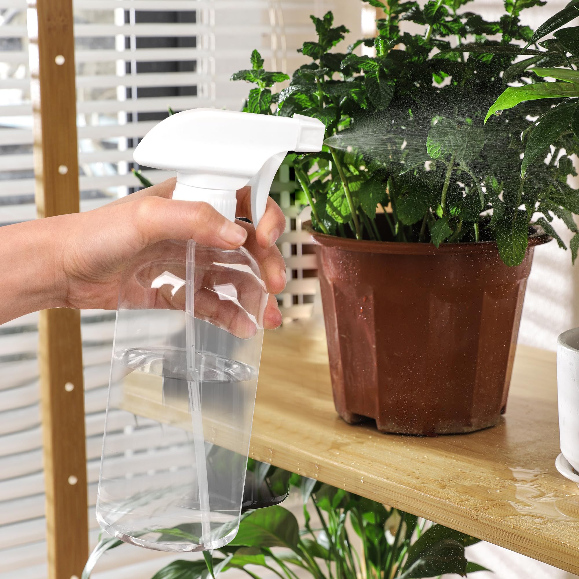 UUJOLY 16.9 oz Plastic Spray Bottle Trigger Empty Spray Bottles Clear Refillable Container for Water  Essential Oils  Hair  Cleaning Products  Adjustable Head Sprayer and Stream (2 Pack)