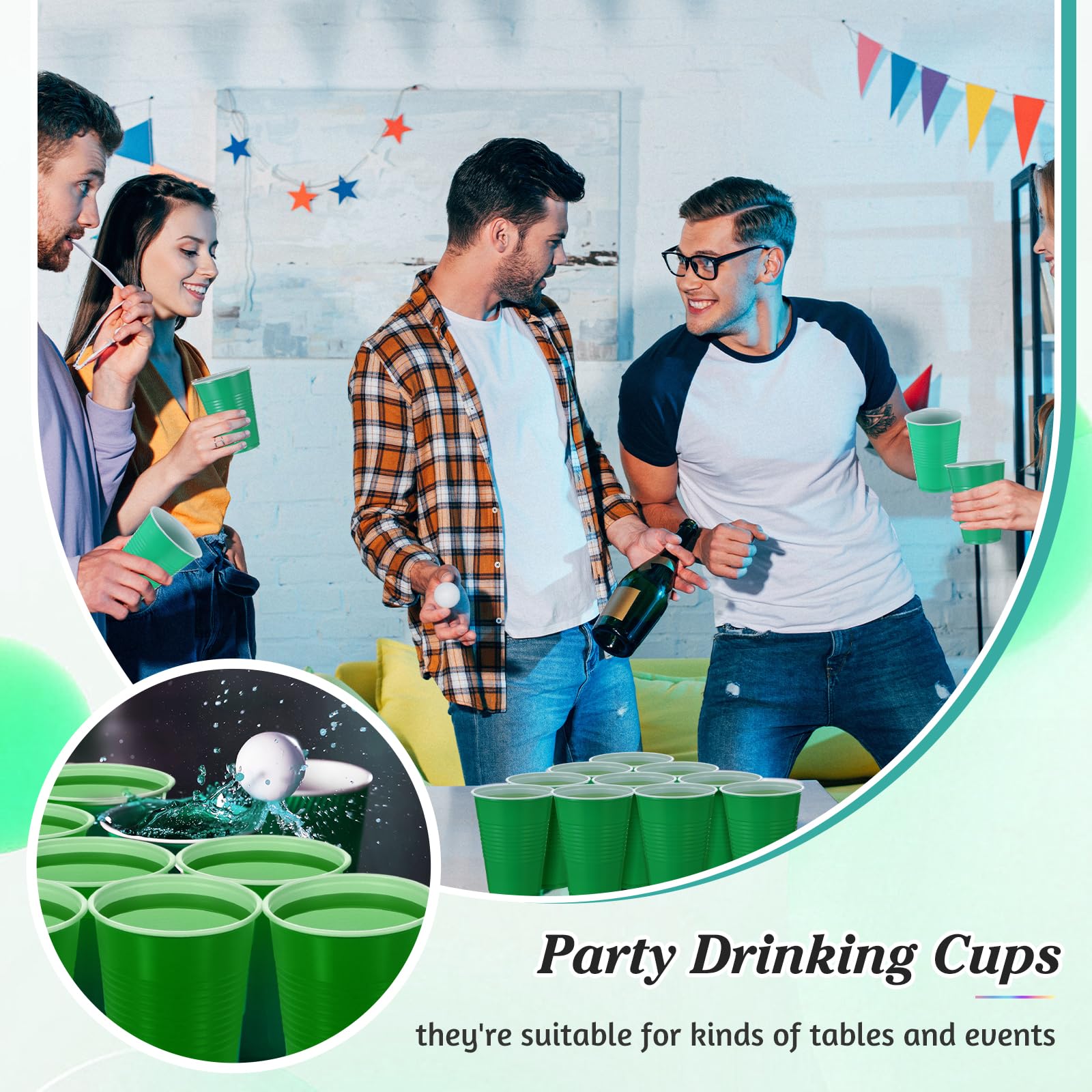Mifoci 50 Pcs 16 Oz Plastic Drinking Cups Plastic Disposable Cups For Wedding Graduation Birthday Party Valentine Christmas Picn