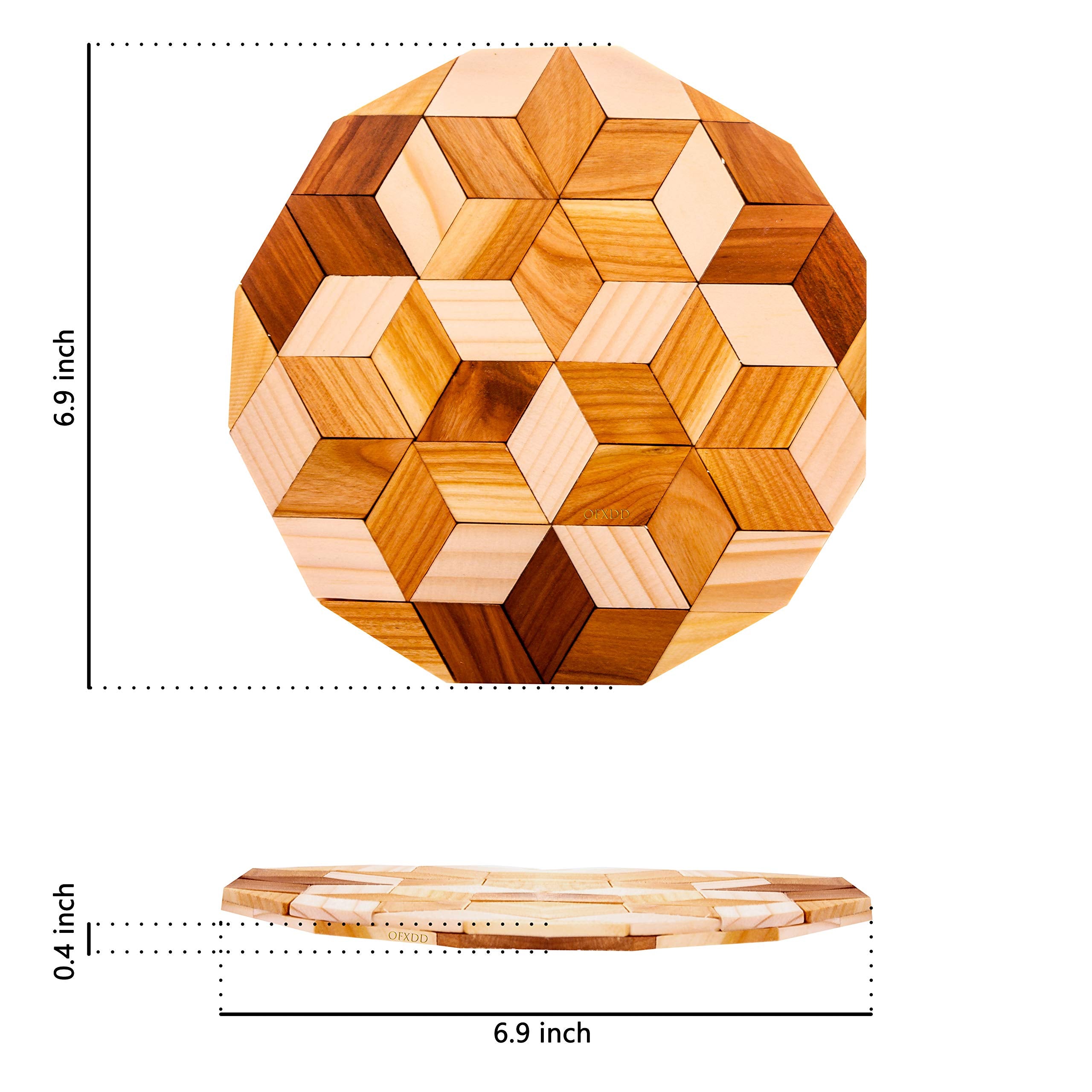 Wooden Trivet Mat For Hot Dish Table Cover Heat Resistant - Pack Of 4 - Scented Wood Trivets Coasters For Hot Pans