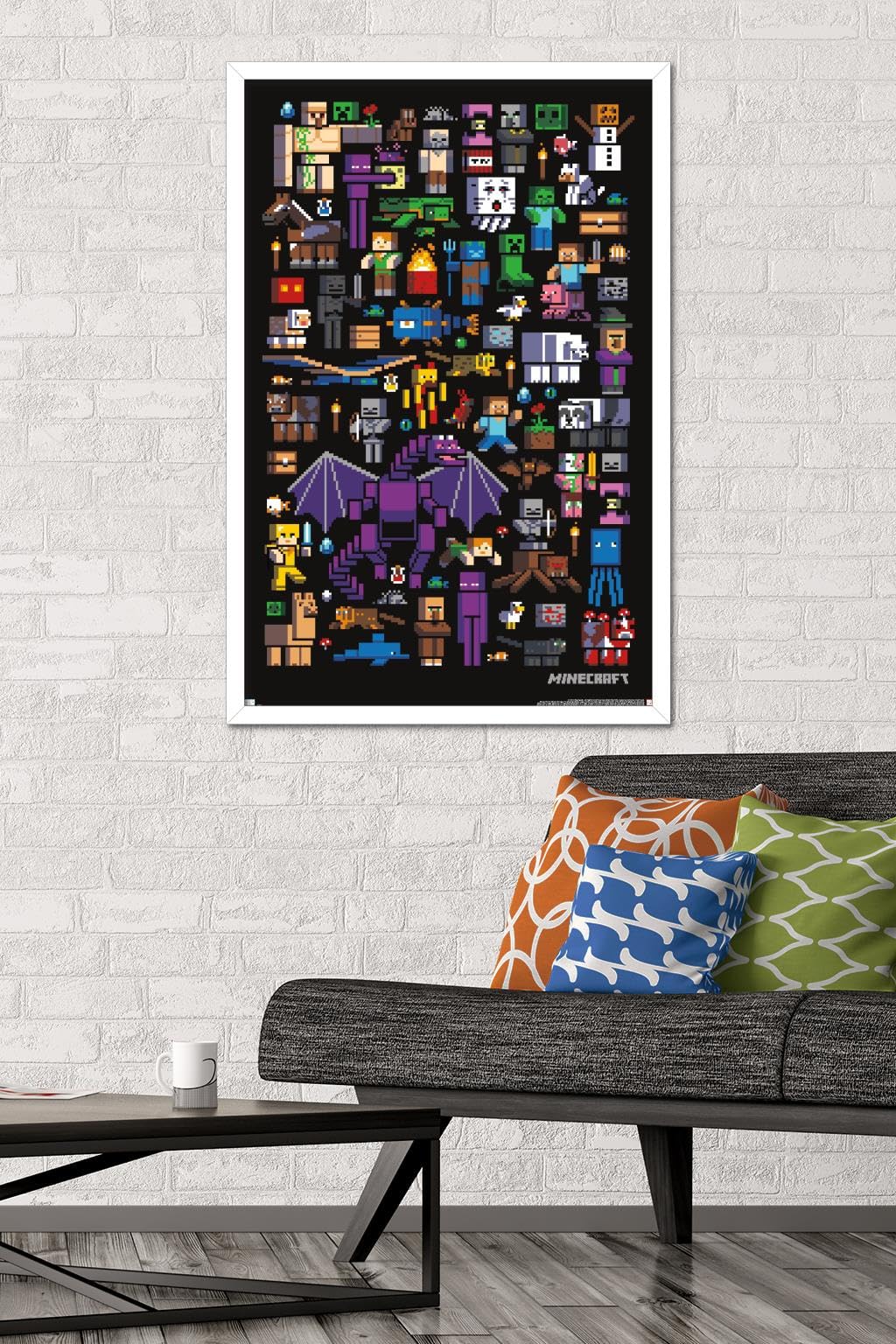 Trends International Minecraft - Mobbery Wall Poster, 22.375'' X 34'', White Framed Version