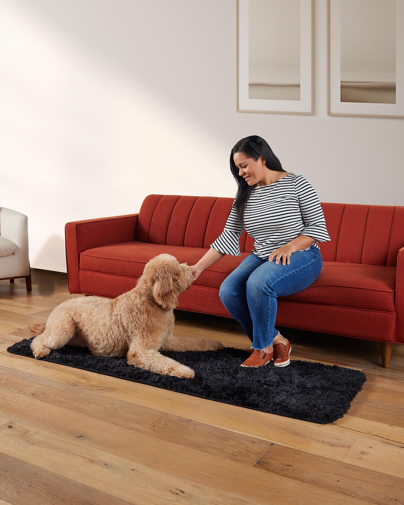 Ophanie Runner Rug for Hallway, 2x6 Bedroom Black Runner Rugs, Non Slip Fluffy Soft Shaggy Bedside Carpet for Kids Girls Boys Ho