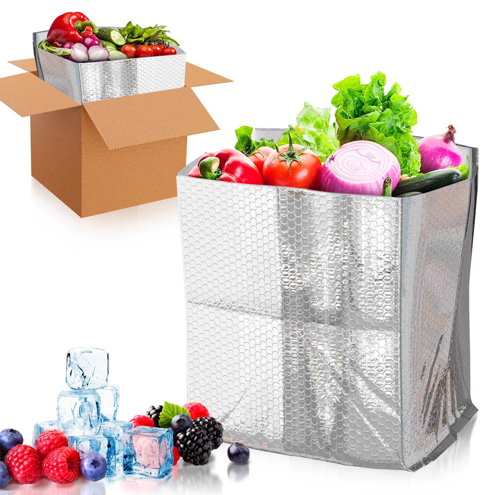 Abc Foil Insulated Box Liners 8 X 8 X 8 Inch, Pack Of 5 Silver Insulated Shipping Boxes For Frozen Food, Odorless Insulated Ship