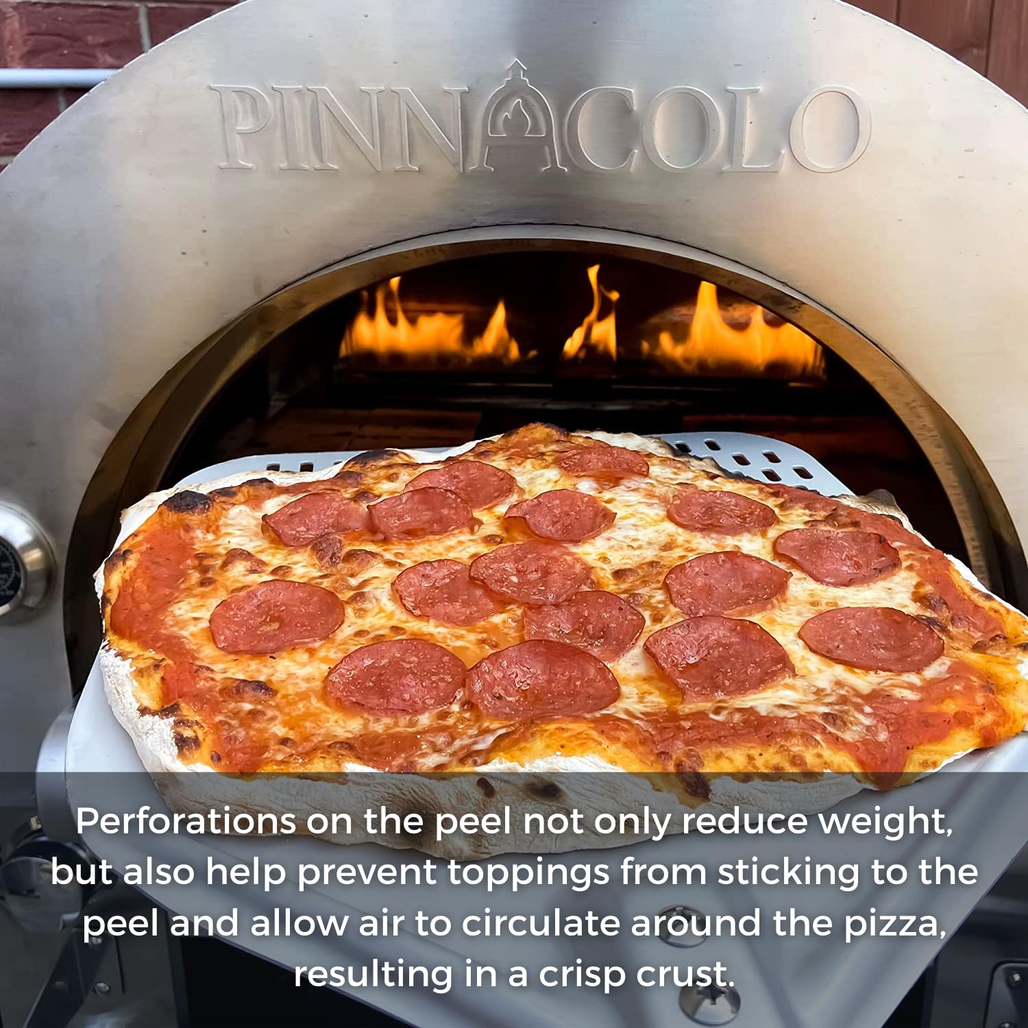 Pinnacolo 12 Inch Perforated Aluminum Pizza Peel With Handle - Lightweight And Easy To Use, Perfect For Homemade Pizza, Bread, A
