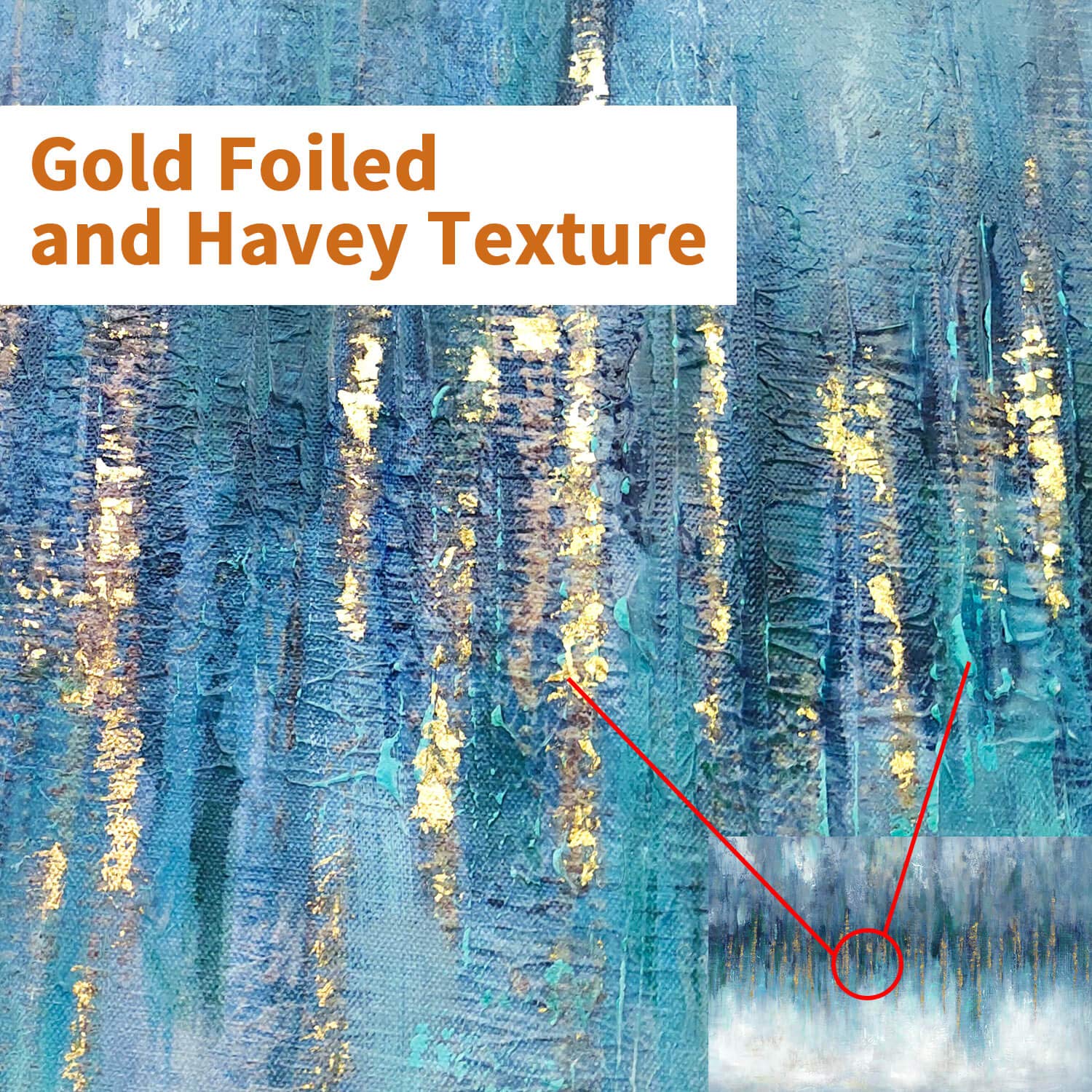 Abstract Art Canvas Painting Picture: Large Artwork Picture With Hand Painted Gold Foils Textured Wall Art For Walls (45'' X 30'