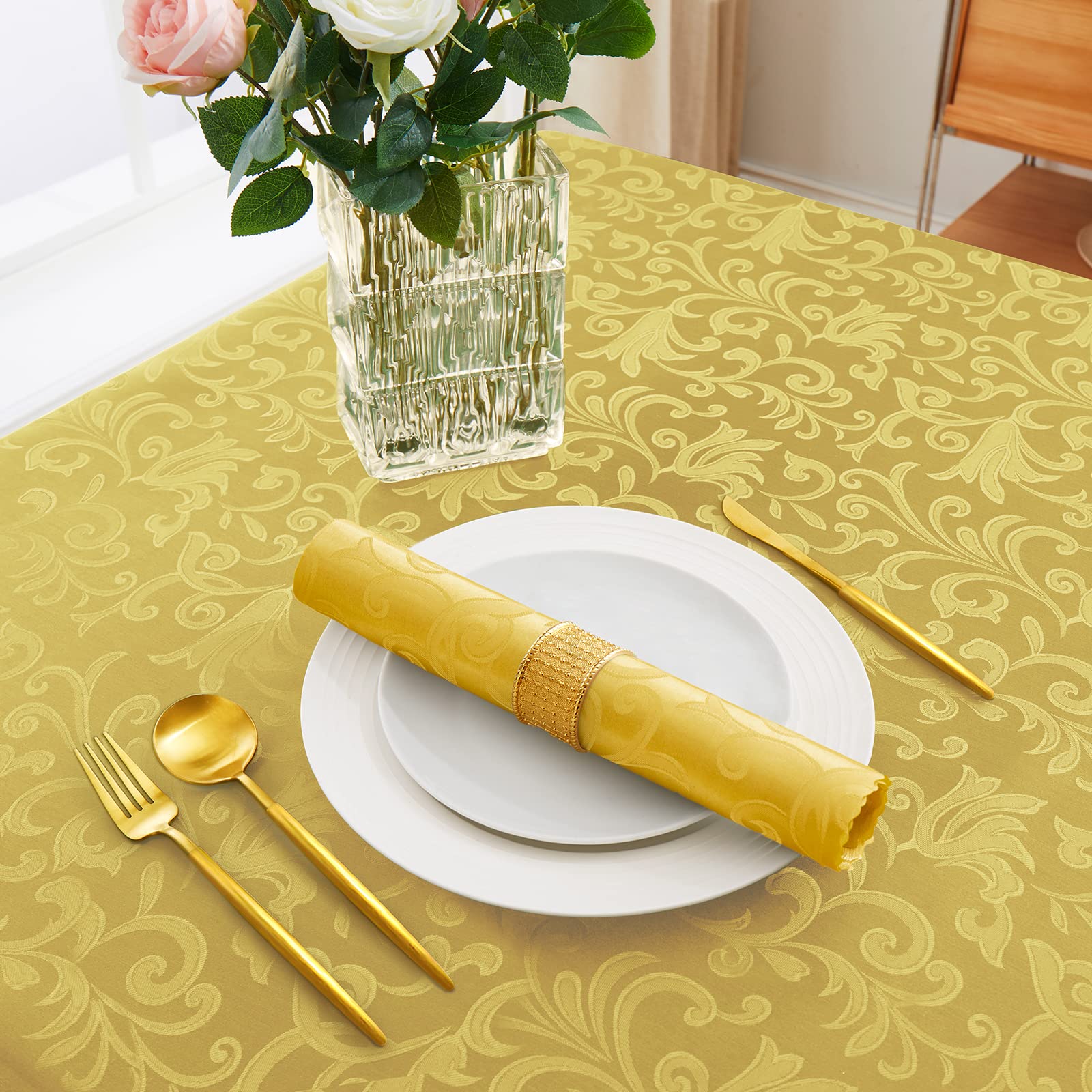 Horbaunal 24 Pack Damask Cloth Napkins 17 X 17 Inch, Jacquard Table Cloth Napkins Set Of 24 Square Satin Napkins Fabric Dinner N