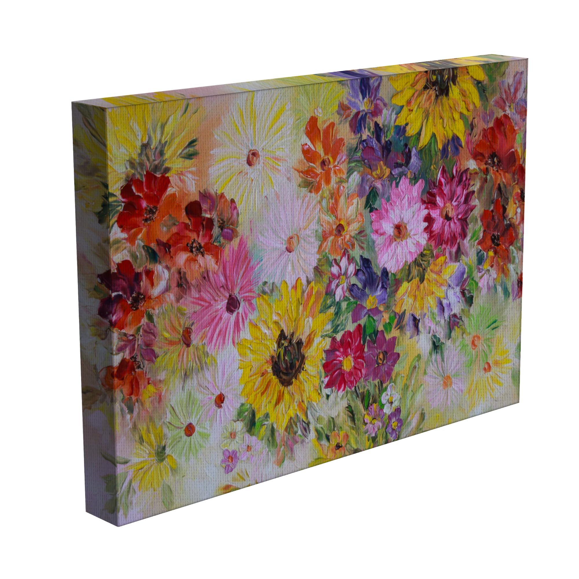 Inephos Framed Canvas Painting - Beautiful Flowers Floral Art Wall Painting For Living Room, Bedroom, Office, Hotels, Drawing Ro