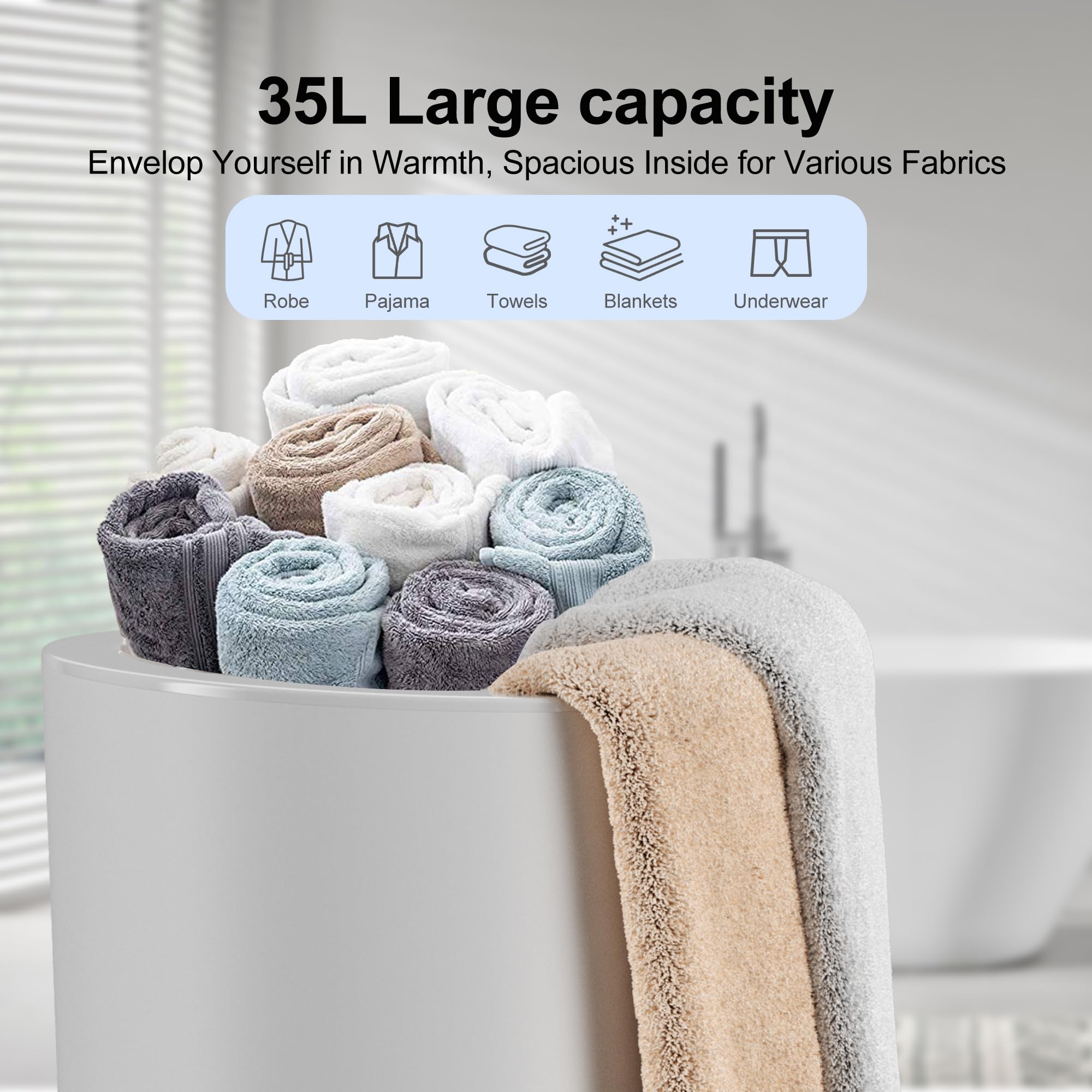 Towel Warmer, Towel Warmer For Bathroom With Aroma Tray,Luxury Towel Warmer Bucket,Auto Shut Off,Adjustable Timer 15/30/45/60, F