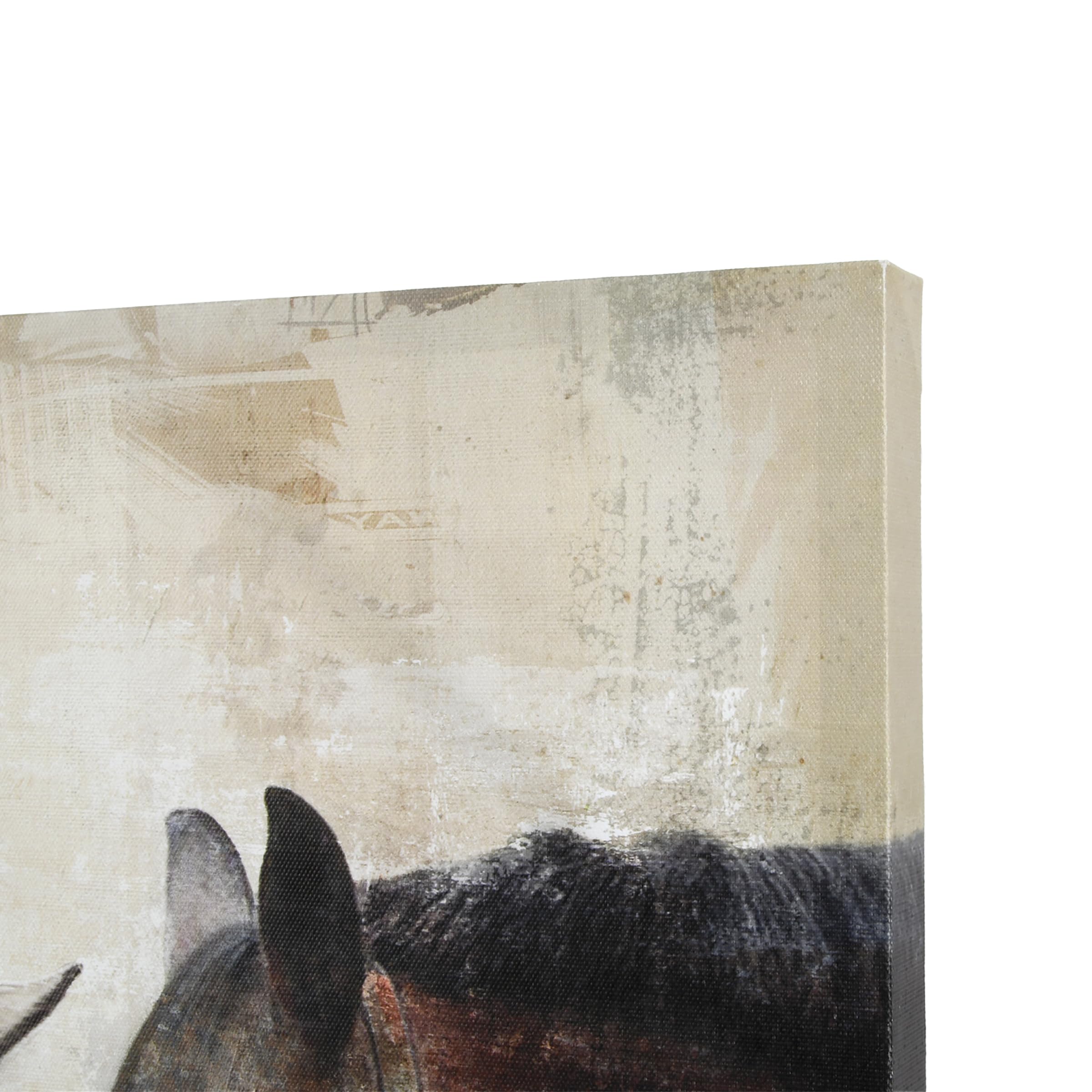 Haven Home Decor Loving Horse Duo 23.5'' x 23.5'' Canvas Wall Art Brown  Horse Art Wall Decor for Living Room  Bedroom  Family Room