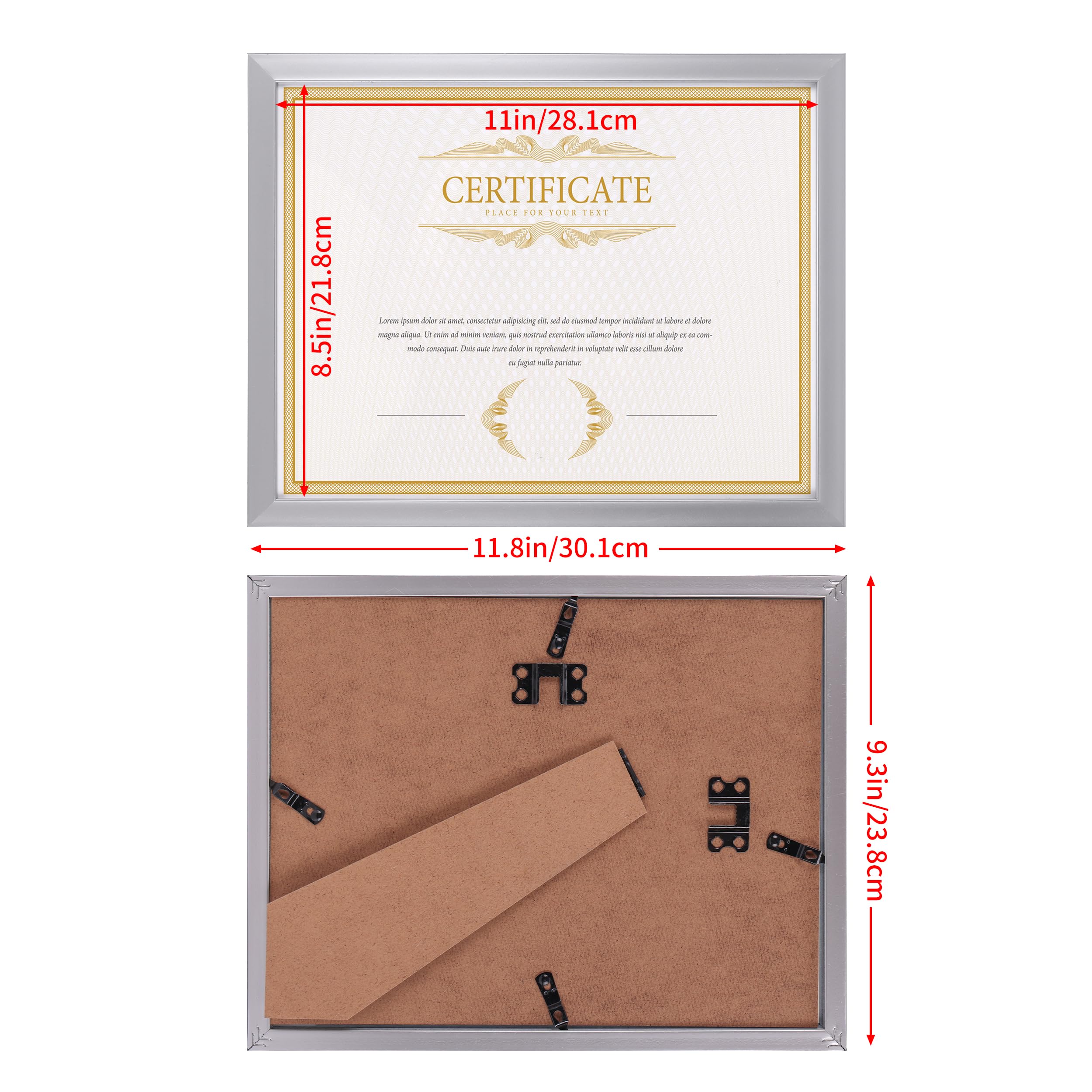 EYMPEU 8.5x11 Picture Frames Silver Set of 7, 8.5 x 11 Certifaicate Frame Document Award Diploma Display, Wall or Tabletop