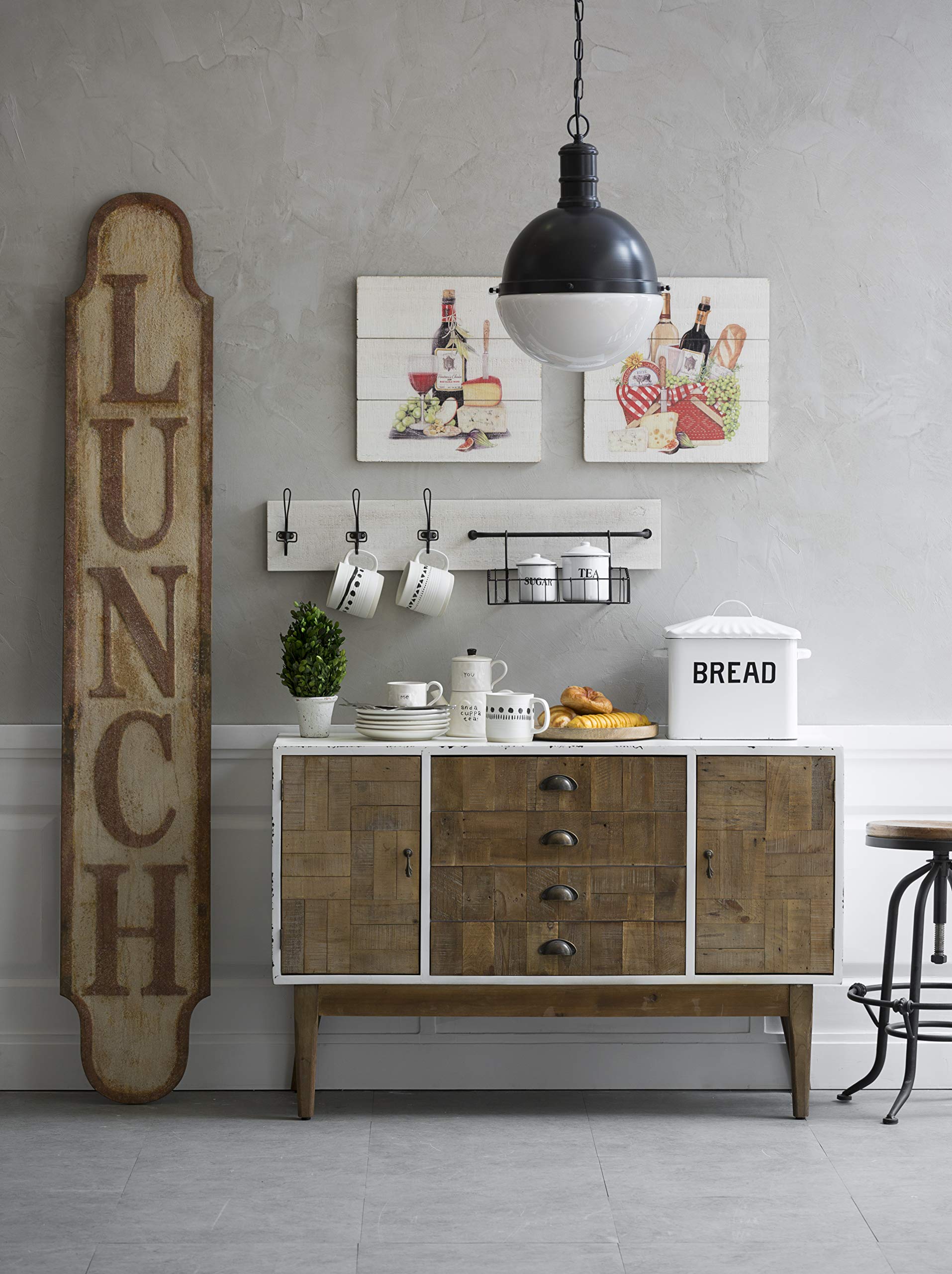 Creative Co-Op Distressed White Bread Box With Lid