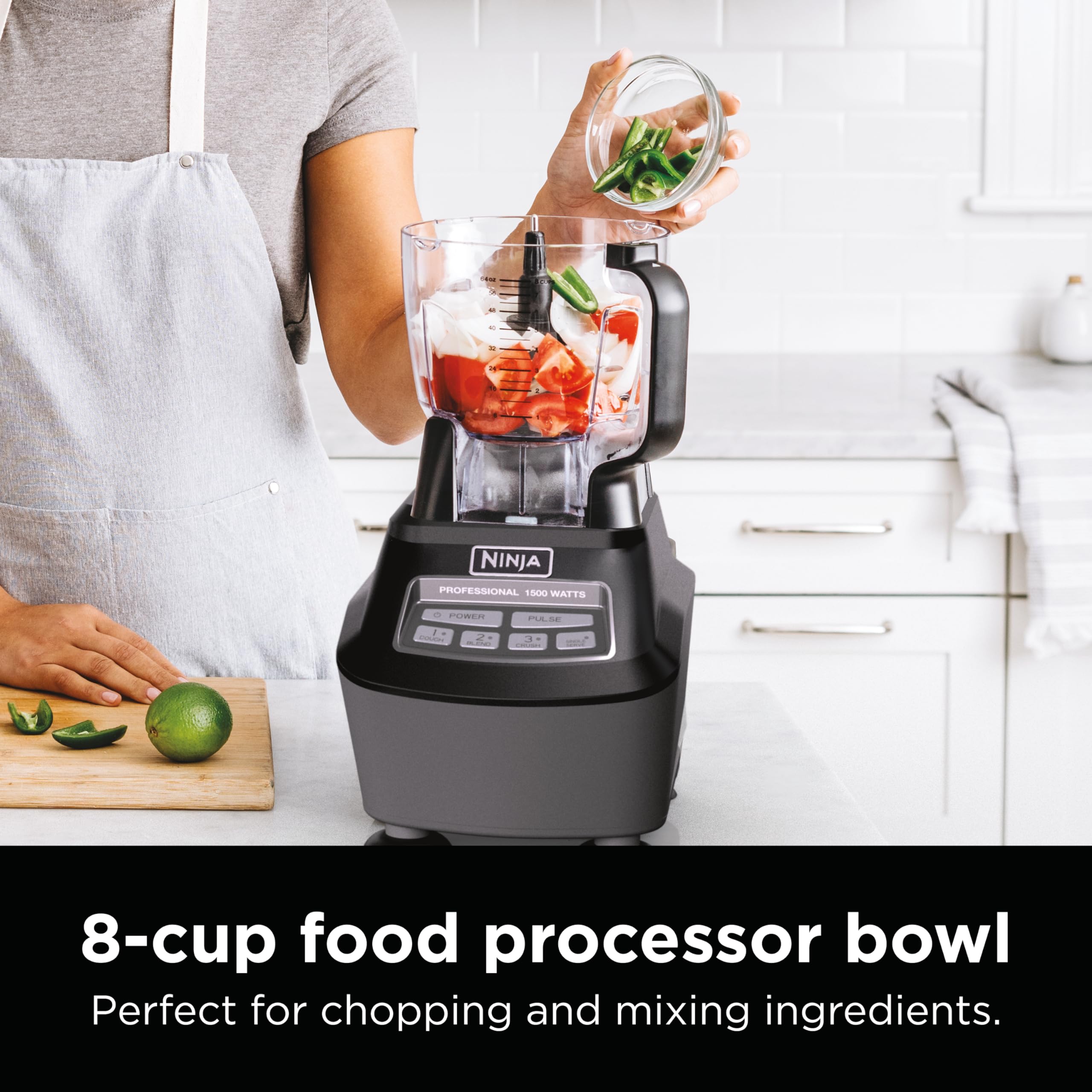 Ninja Mega Kitchen System BL770AMZ Blender & Food Processor - Black, Includes 1 Nutri Ninja Cup, 8-Cup Bowl, Perfect for Smoothies & Frozen Drinks