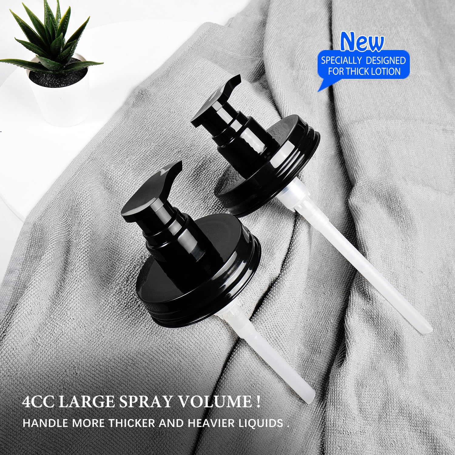 Amolliar Plastic Mason Jar Soap Dispenser Lids(2) - Universal Pump Replacement For Regular Mouth Jar - Long Tubes & Cute Lables