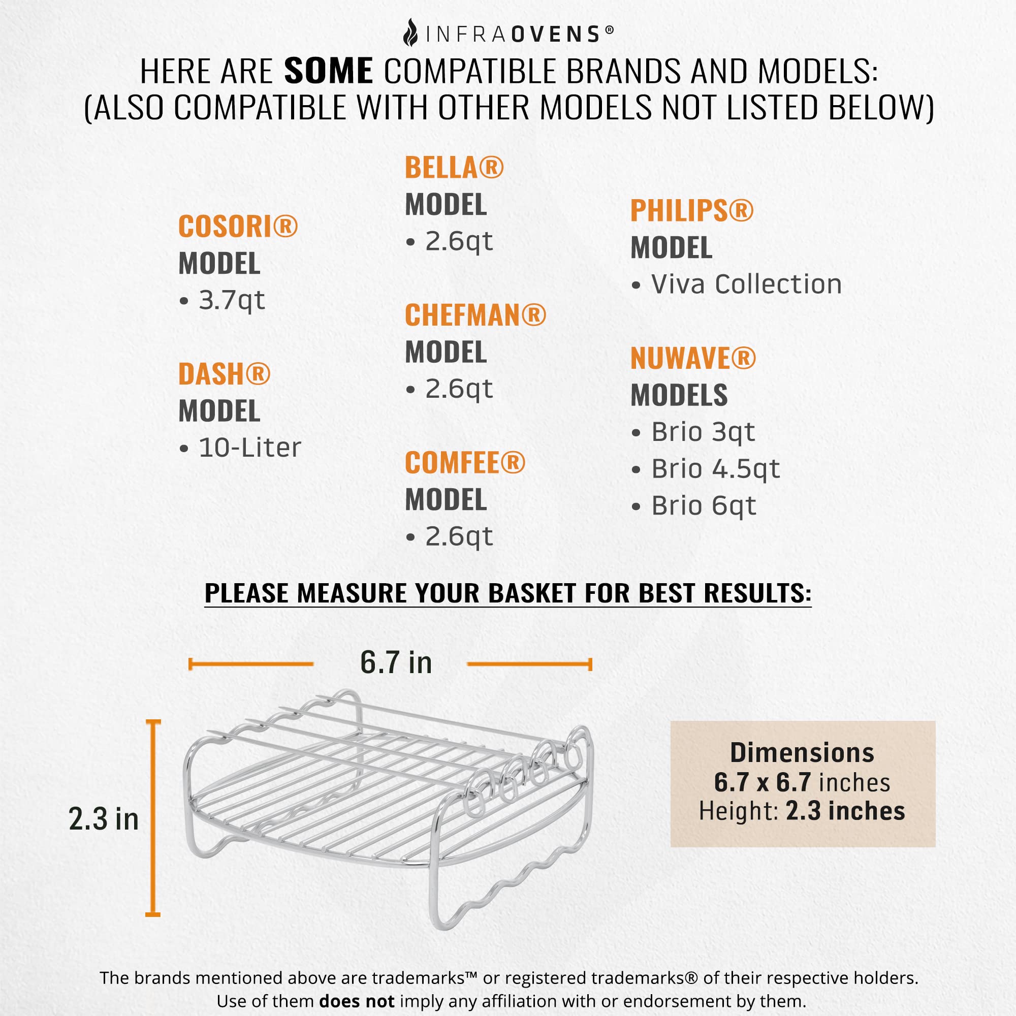 Air Fryer Skewer Rack Grate Compatible With Cosori, Chefman, Philips And More, Double Rack Kabob Airfryer Accessories For Bella,