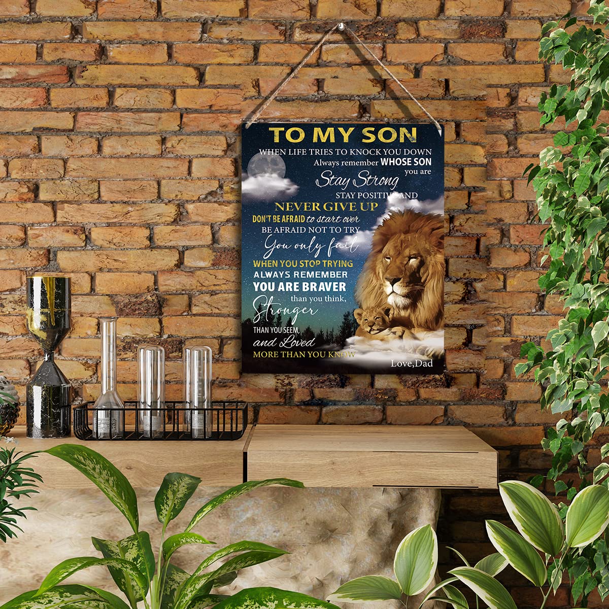 To My Son Wooden Hanging Sign from Mom Dad Son Gifts Family Wall Decor for Boy Bedroom Bathroom Birthday Christmas Thanksgiving