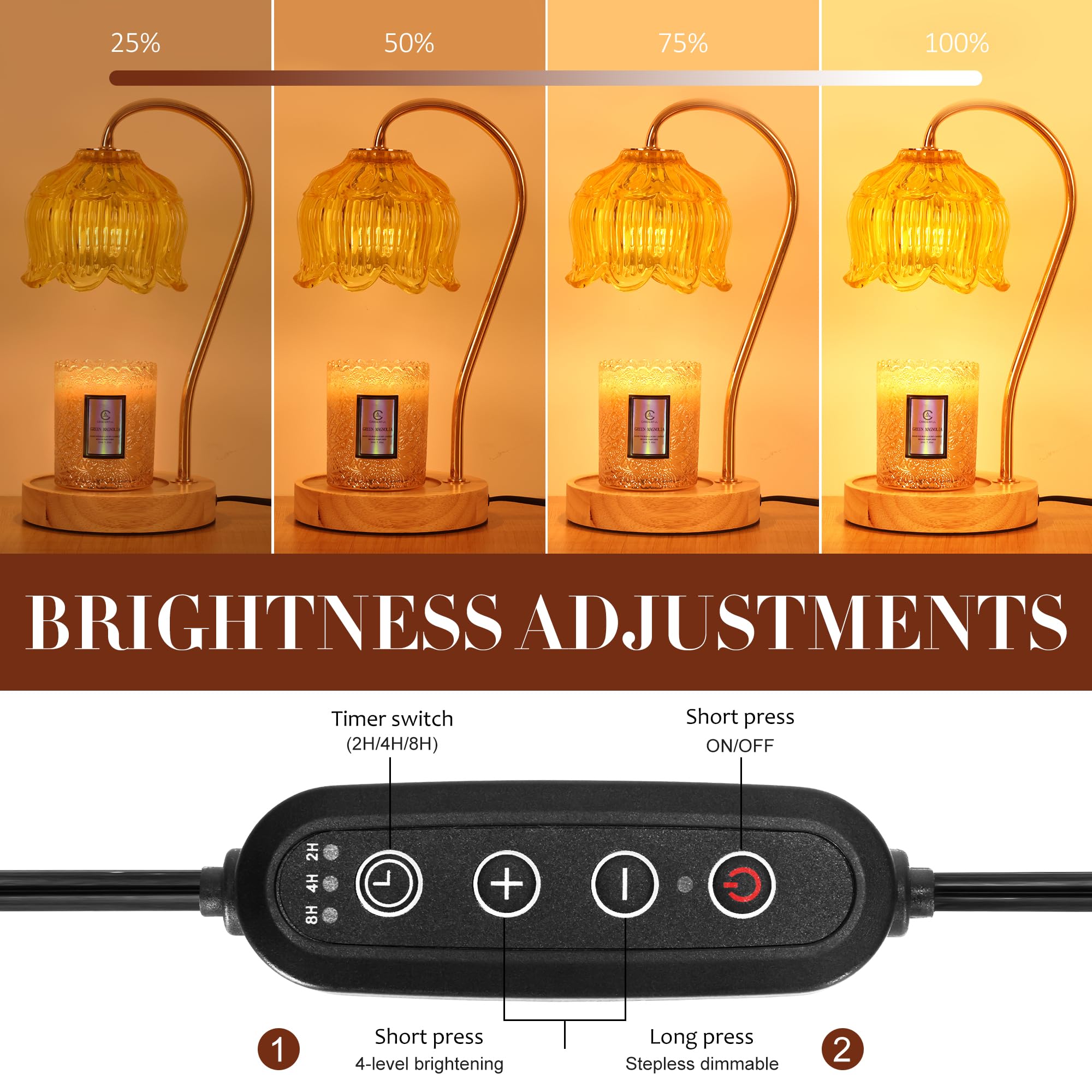 Merrtody Dimmable Flower Candle Warmer Lamp with Timer - Compatible with Various Candles - Christmas & Mother s Day Gift for Wo