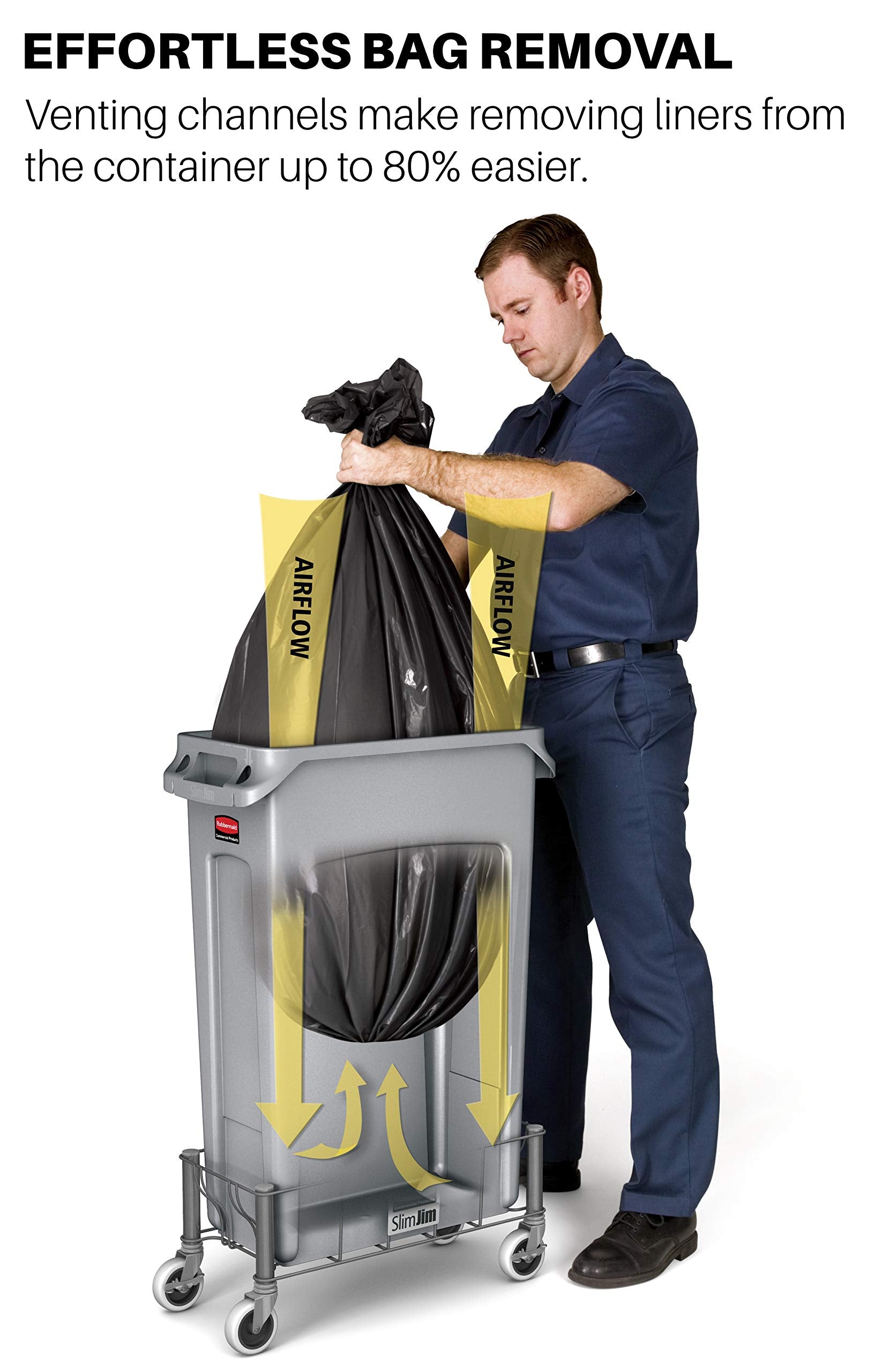 Rubbermaid Commercial Products Slim Jim Trash/Garbage Can With Venting Channels, 23-Gallon, Brown, For Kitchen/Office/Workspace,