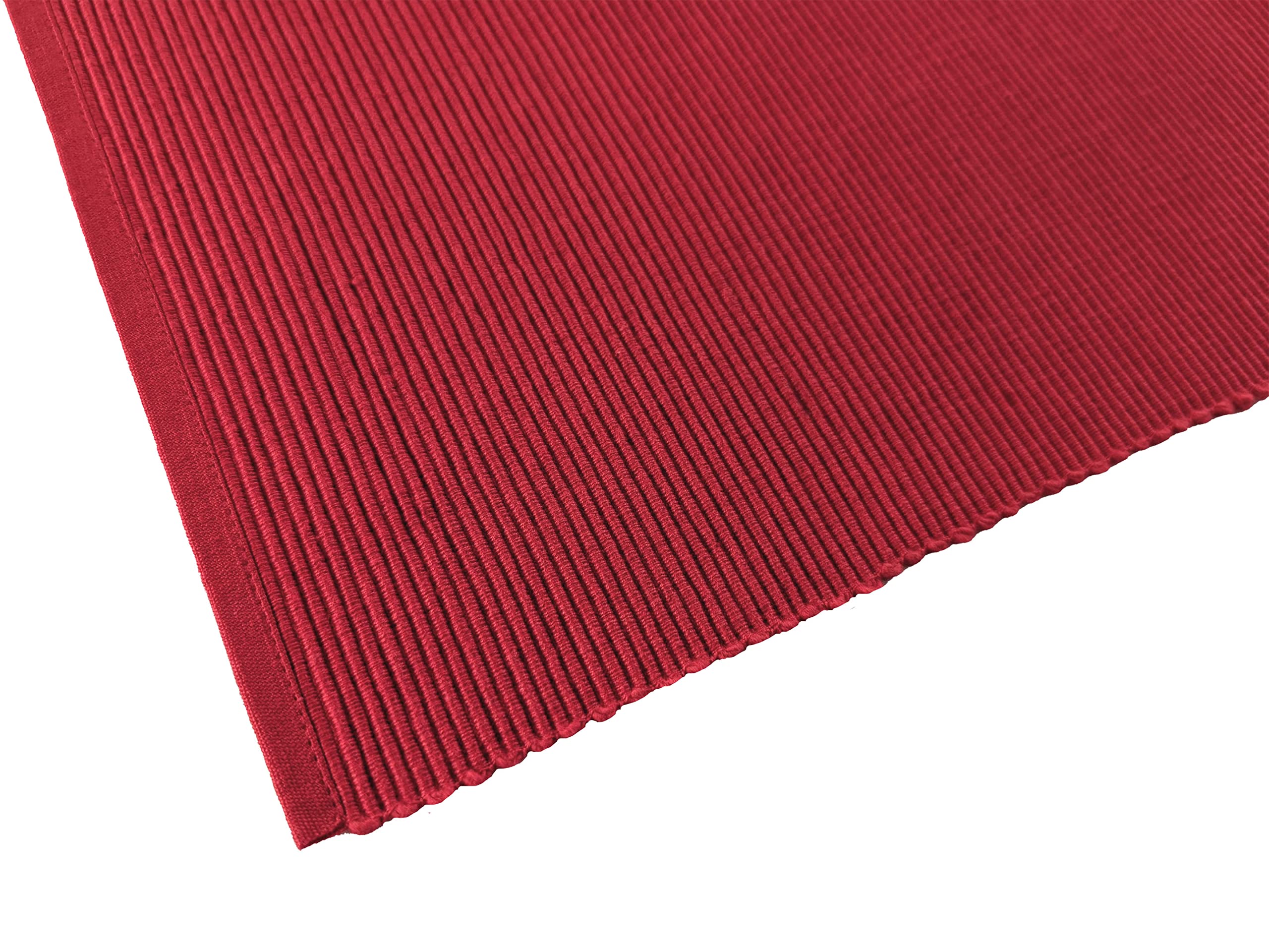 Avka Studio 100% Cotton Ribbed Placemats - Set Of 6-13 X 19 Inch - Red - Everyday/Christmas Fabric Table Mats - Thick Constructi