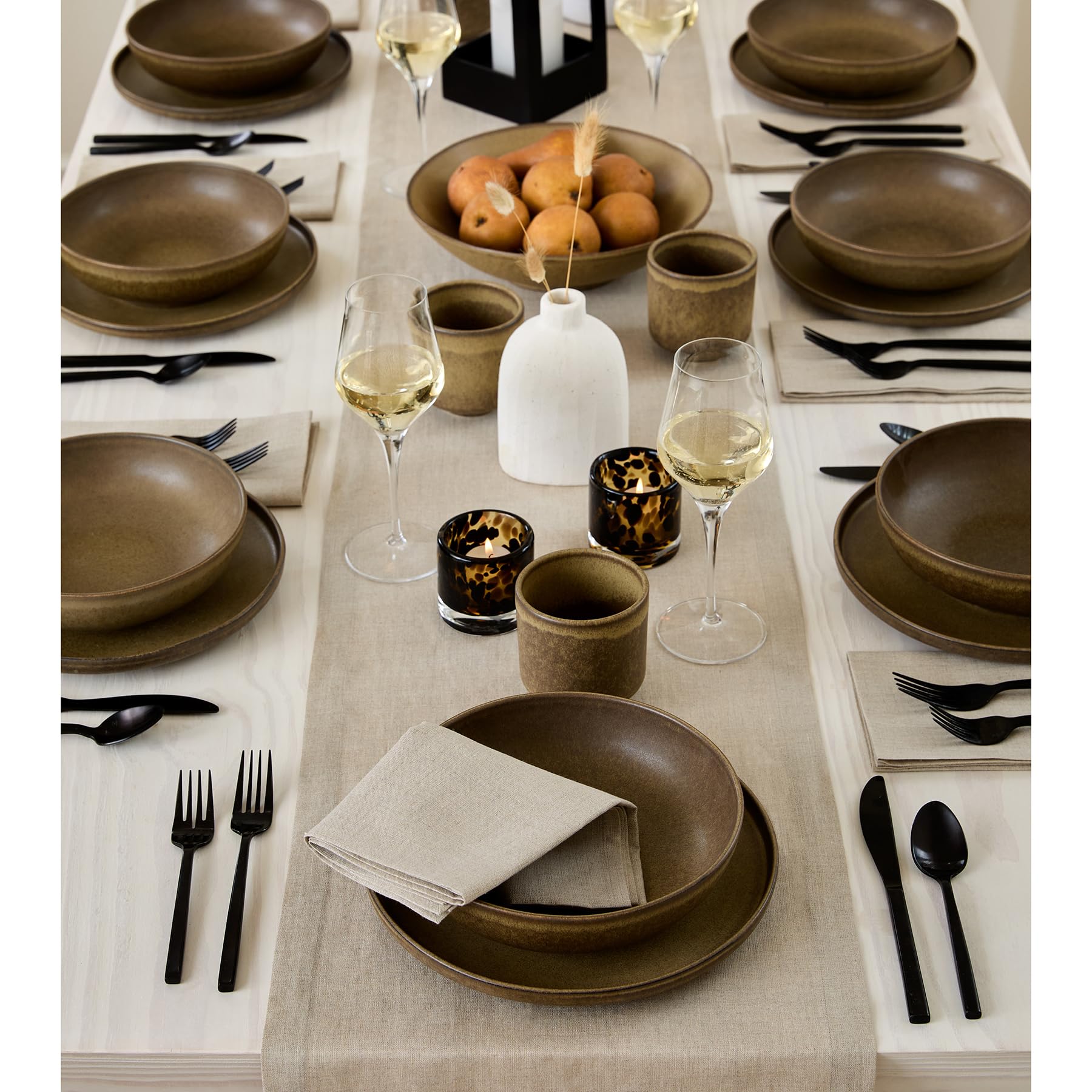 Solino Home Linen Table Runner 60 Inches Long - 100% Pure Linen Natural Table Runner 14 X 60 Inch - Machine Washable Dining Fall