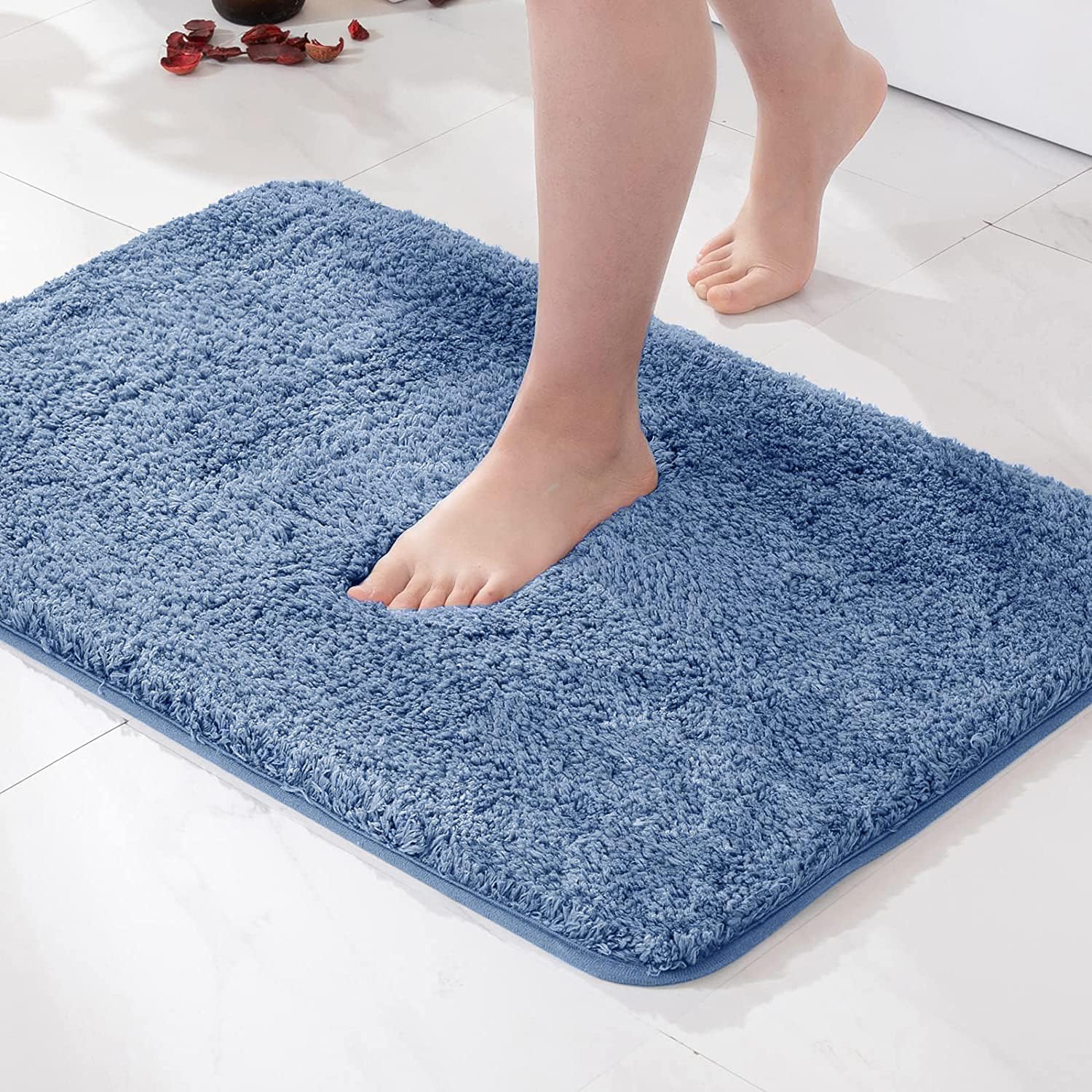 Miulee Blue Bath Rugs For Bathroom - Soft And Absorbent Non-Slip Mats For Shower Bath And Toilet, Machine Washable, 20'' X 30''