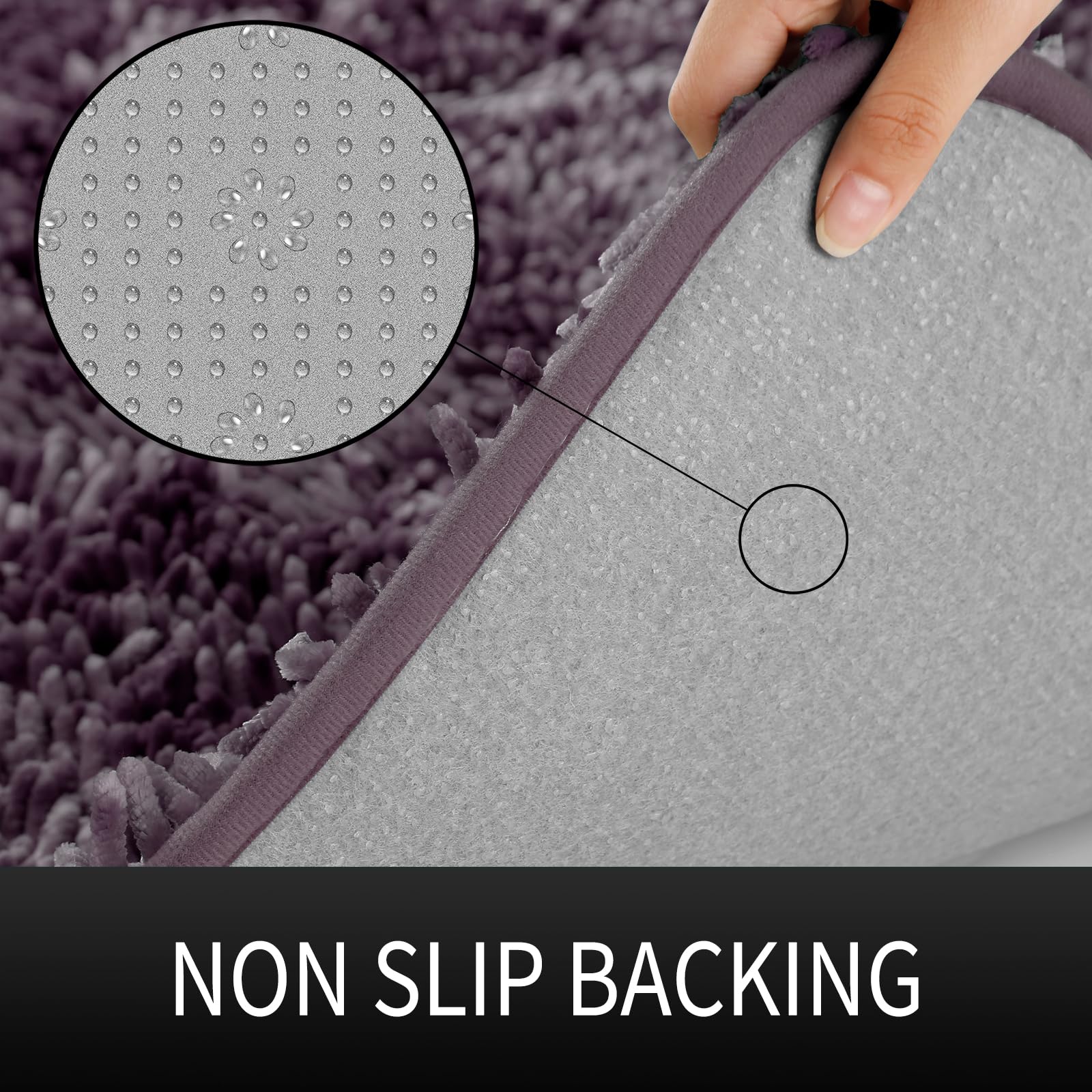 Yimobra Bathroom Rugs Non Slip, Bath Mats Super Absorbent Chenille Bath Shaggy Mats, Plush Carpets Mat For Kids Tub, Shower, Bat