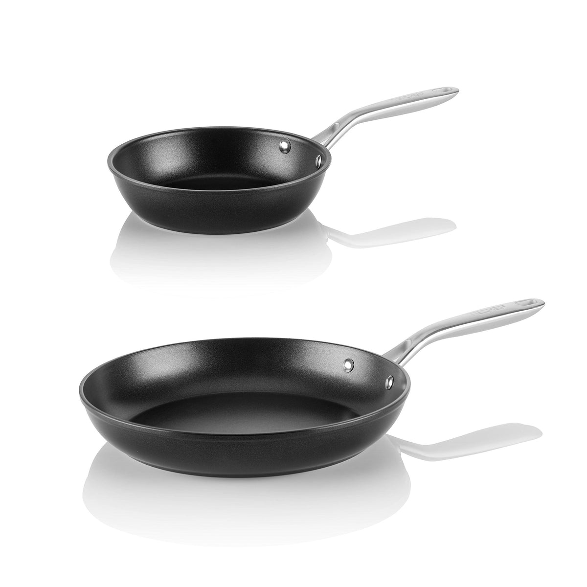 Techef - Onyx Collection Nonstick Frying Pan Skillet Set, Pfoa-Free, Dishwasher Oven Safe, Stay-Cool Stainless Steel Handle, Ind