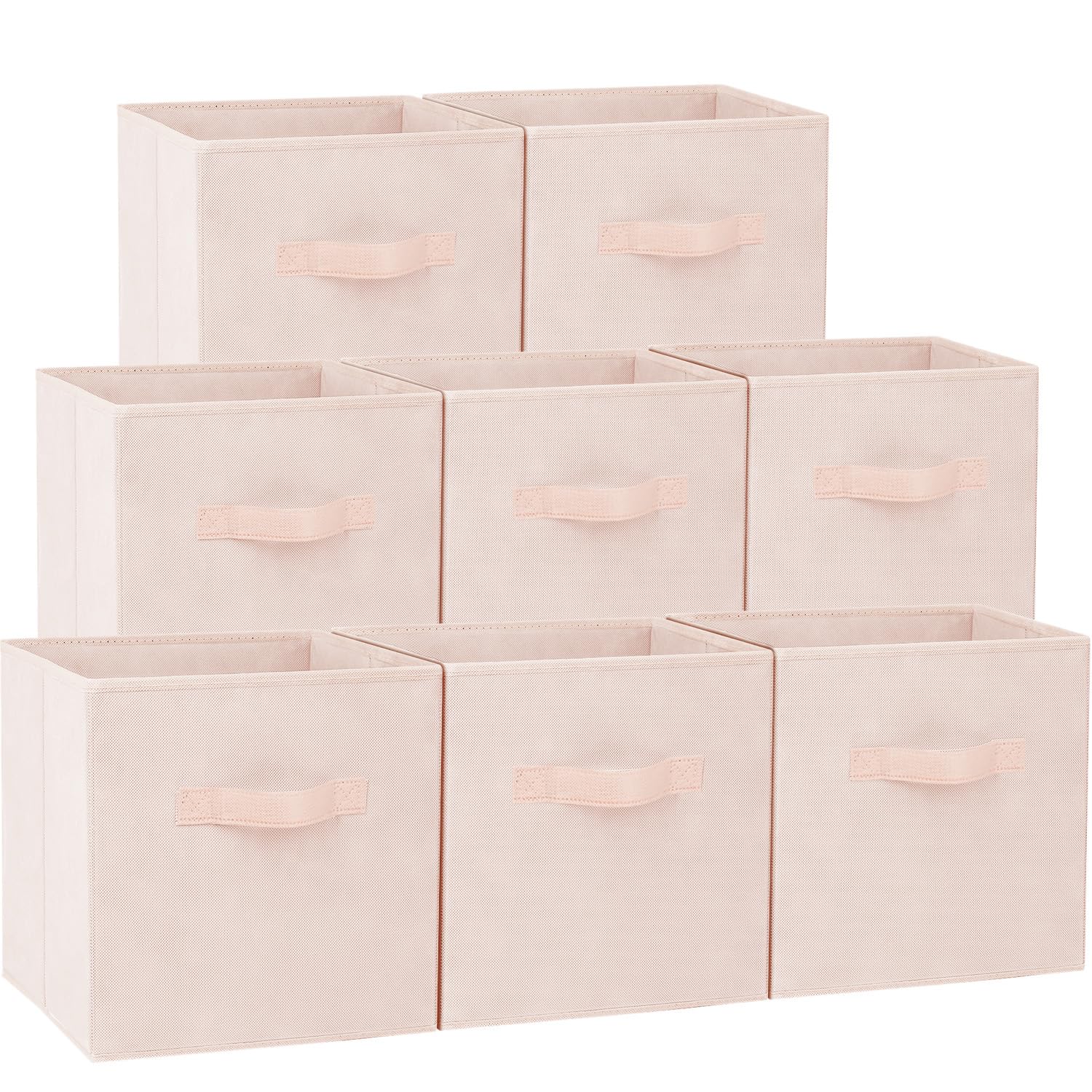 Storage Cubes  13x13 Large Cube Storage Bins (Set of 8)  Fabric Collapsible Clothes Storage Bins with Dual Handles  Foldable Baby Nursery Shelf Baskets  Women College Dorm Room Essentials (Pink)