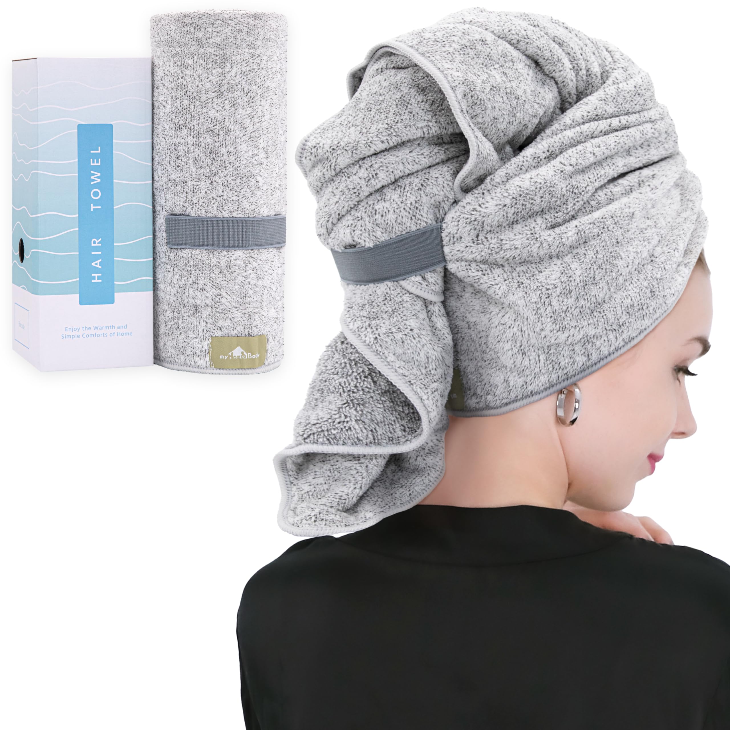 myHomeBody Hair Drying Towel, Hair Wrap Towel, Quick Dry Towel, Hair Towel Wrap for Women Long Hair, Hair Towels for Women, Hair