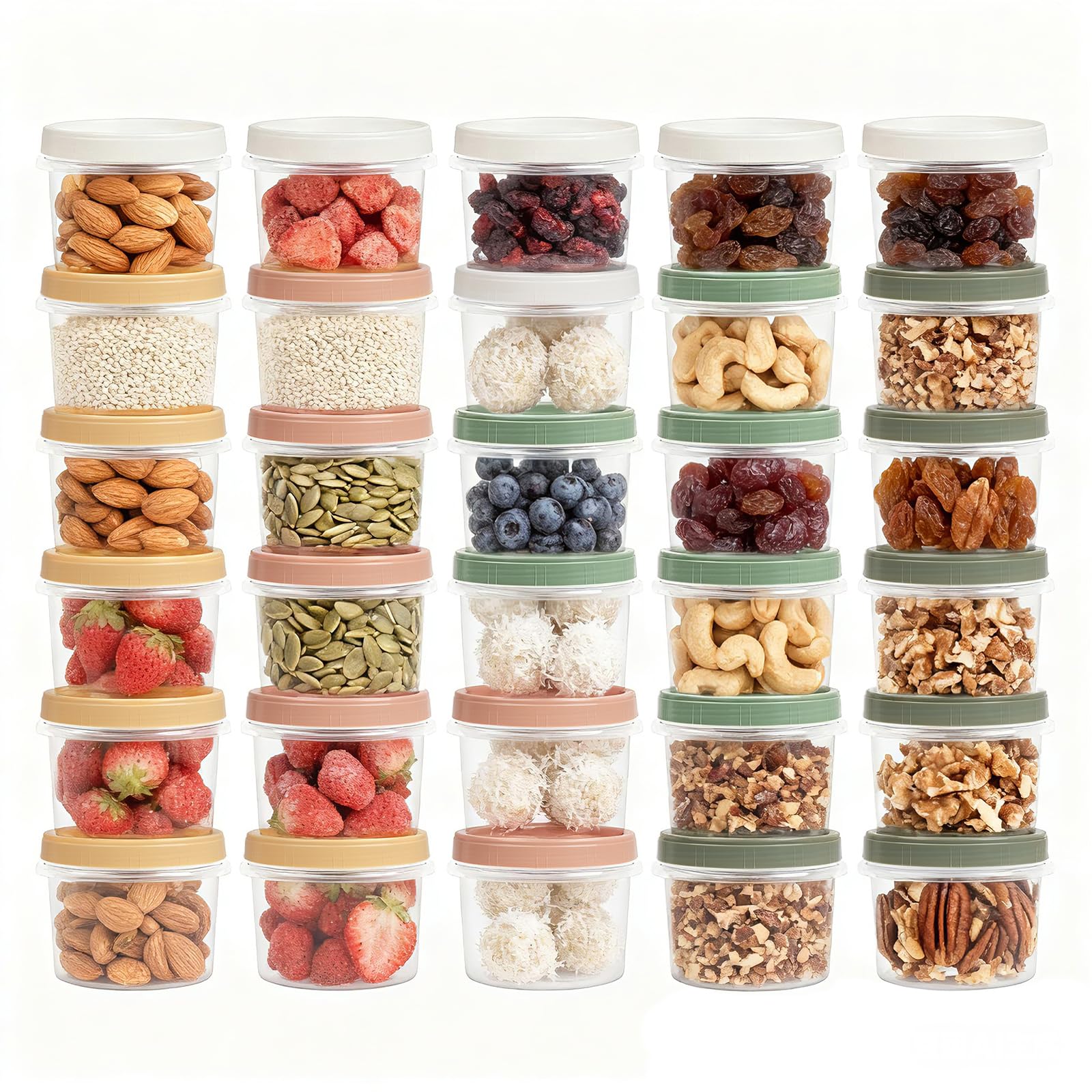 Annaklin Screw Top Containers for Food 16 Oz, 30 Pack, 2 Cup Storage Containers with Lid, Reusable Twist Top Containers Twist Lo