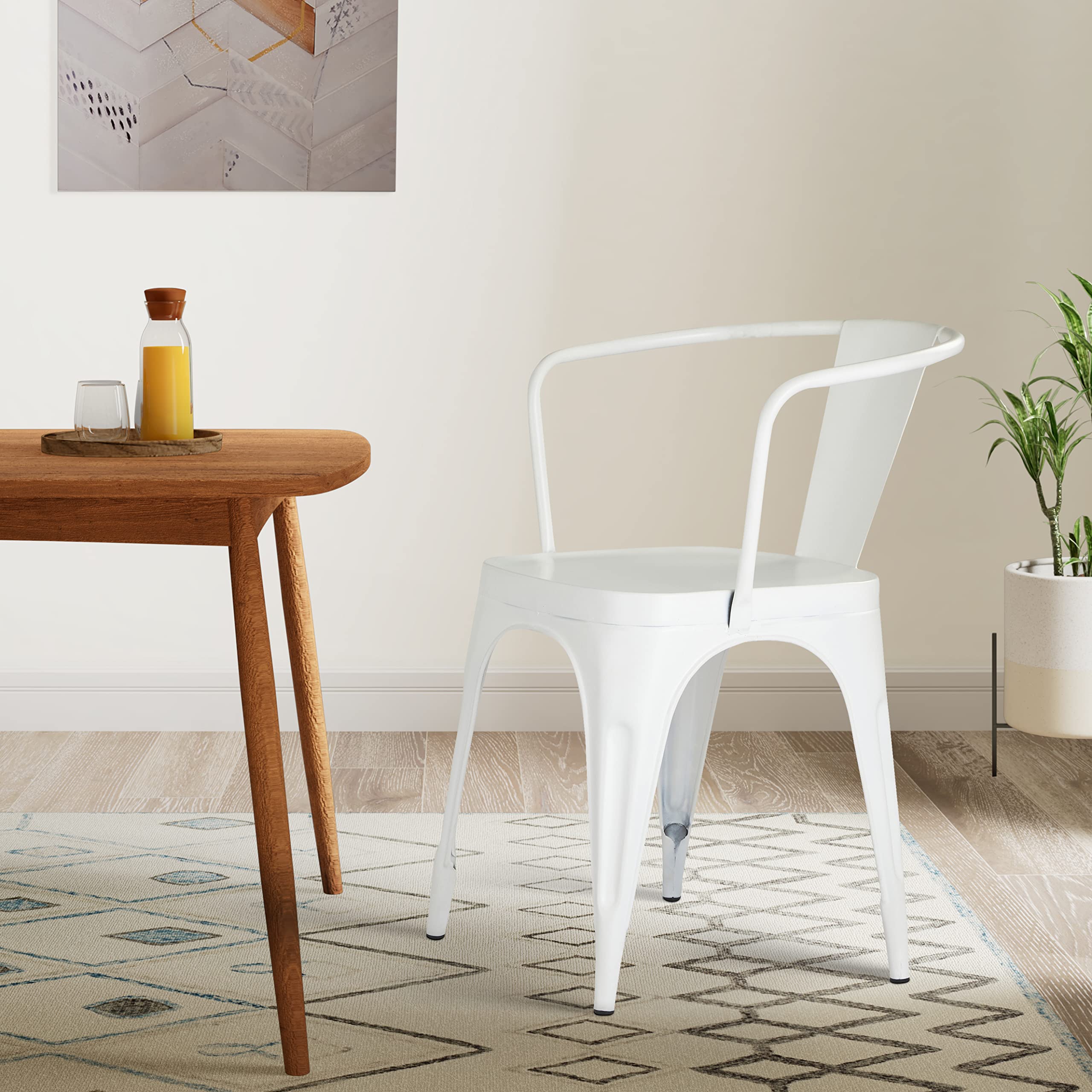 Amazon Brand  Solimo Jedtona Chair (Rustic Iron, White, 1 Piece)