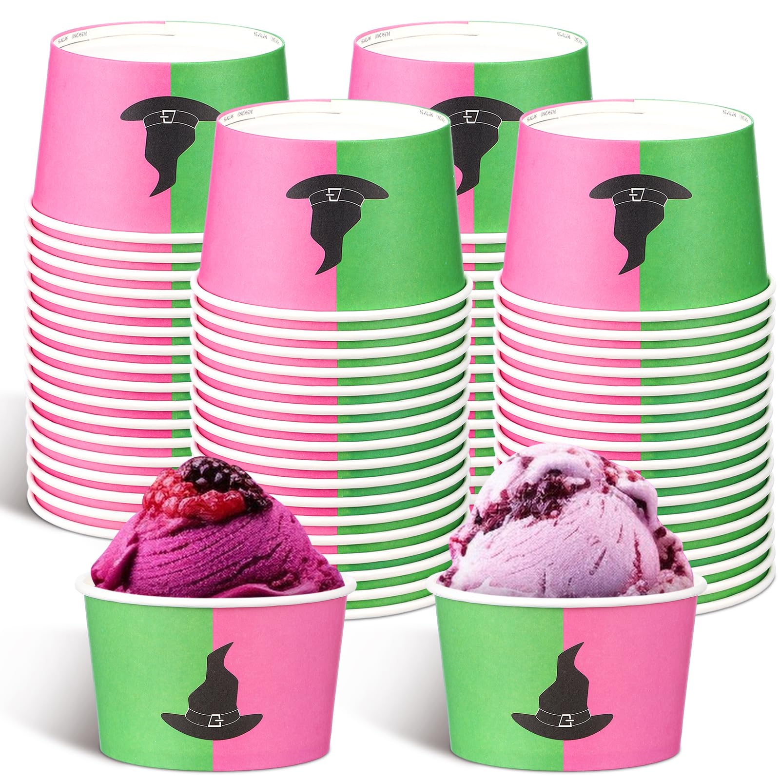 Newtay 50 Pcs 9oz Party Decorations Ice Cream Cups, Paper Disposable Ice Cream Bowls Dessert Food Treat Paper Bowls for Women Bi