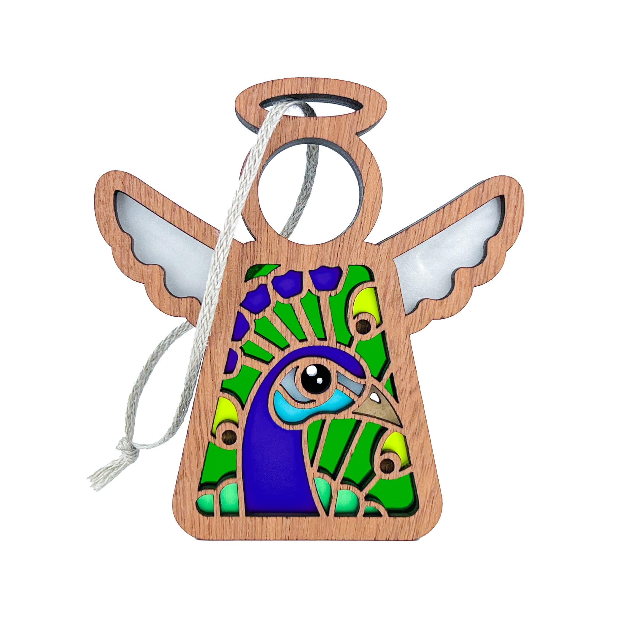 3.5 (H) Peacock Ornaments for Christmas Tree - Peacock Angel Wings Memorial Gifts for Loss of Mom, Grandma