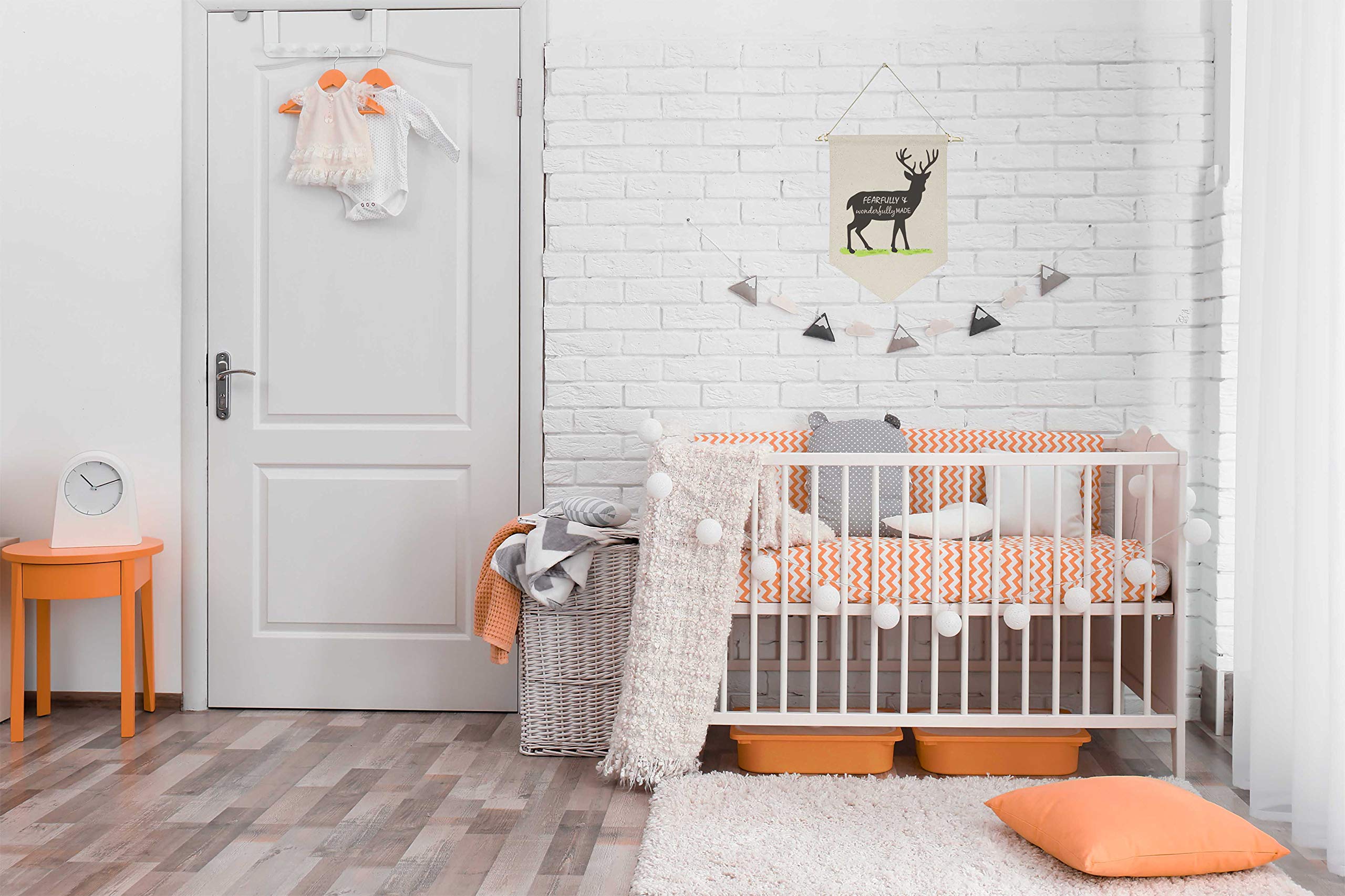 Fearfully and Wonderfully Made,Deer -Canvas Hanging Flag Banner Wall Sign Decor Gift for Baby Kids Girl Boy Nursery Teen Room Fr