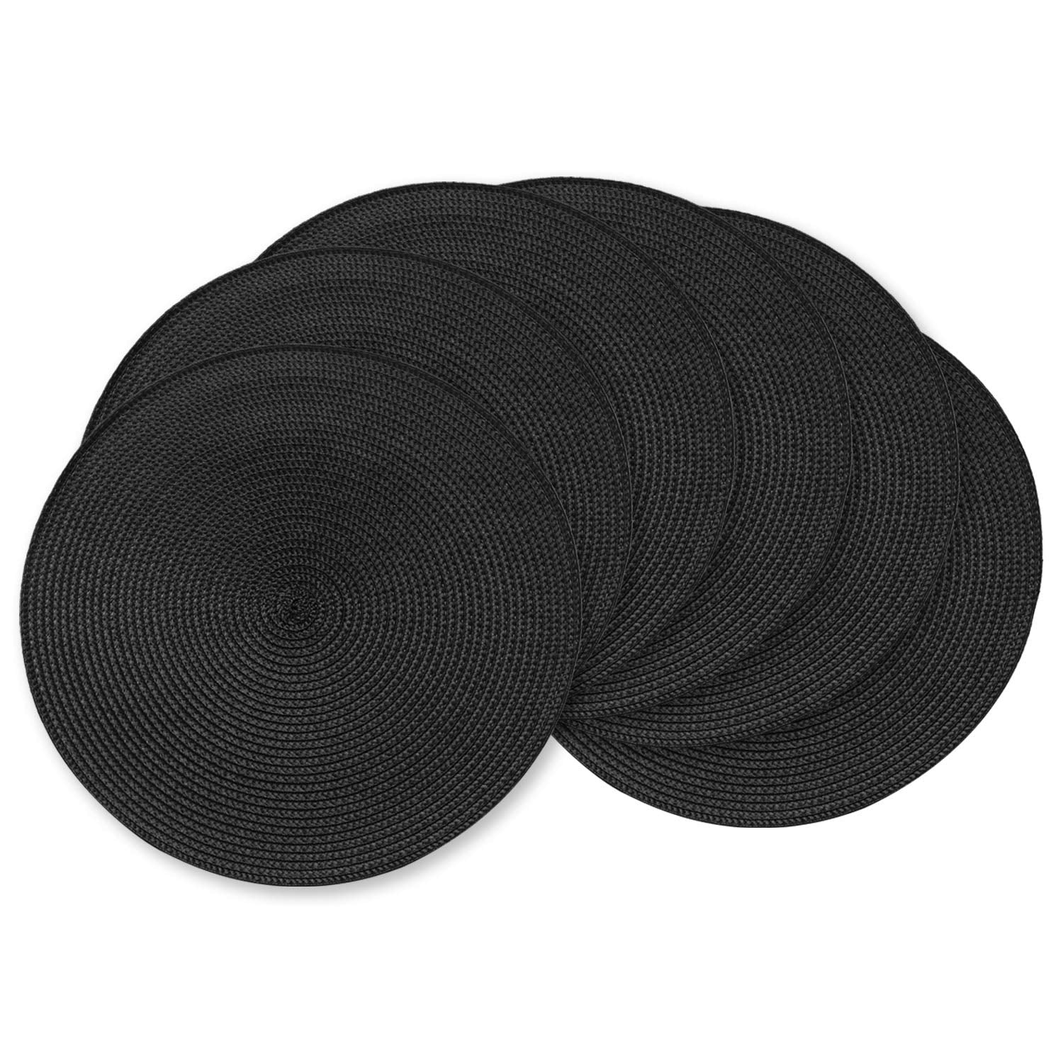 Ahhfsmei Round Braided Placemats 15 Inch Round Table Mats For Dining Tables Washable Woven Heat Resistant Place Mats Set Of 6 (B