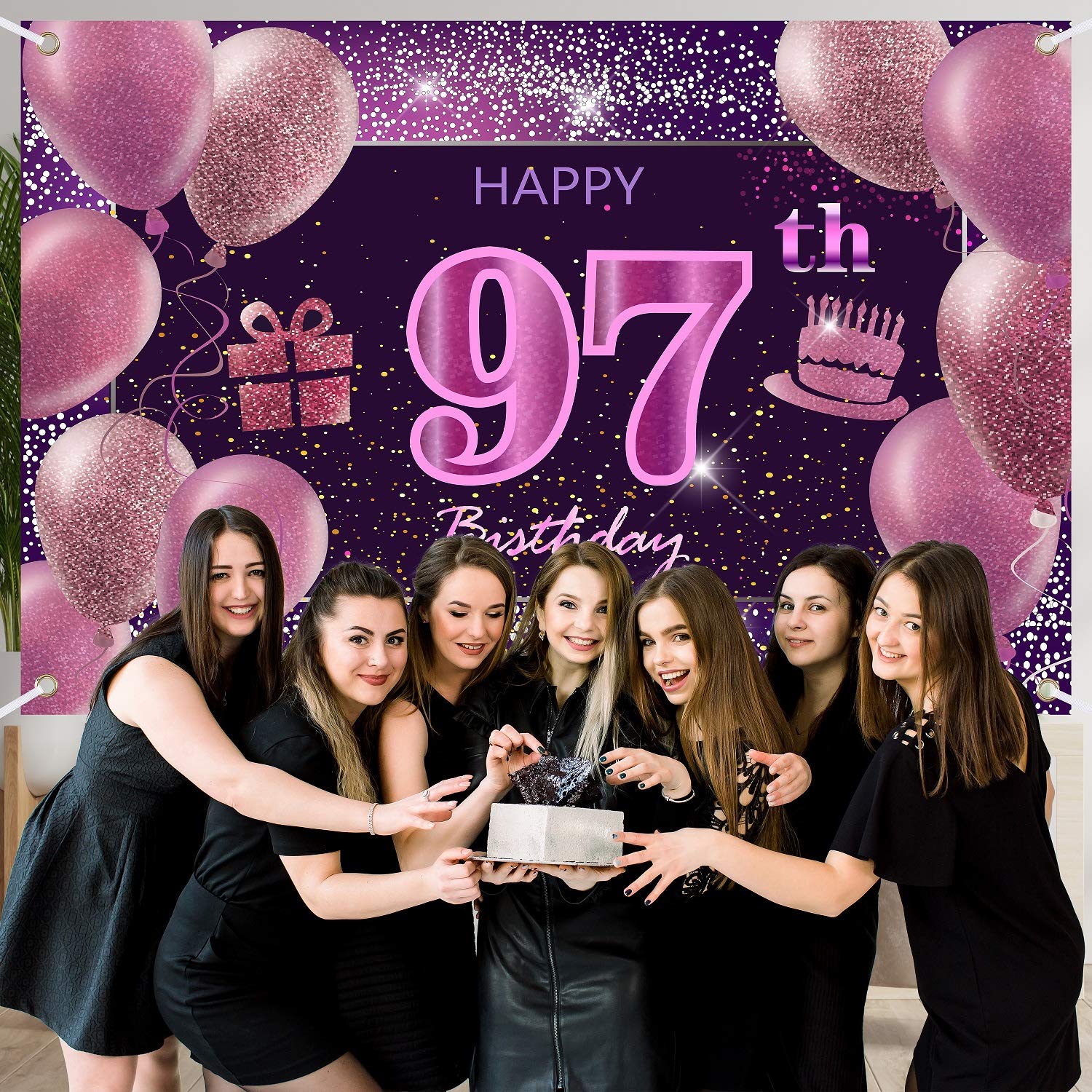 97Th Birthday Decorations For Girls Imisi Happy Birthday Banner Pink Decorations For A Party Birthday Backdrop For Women