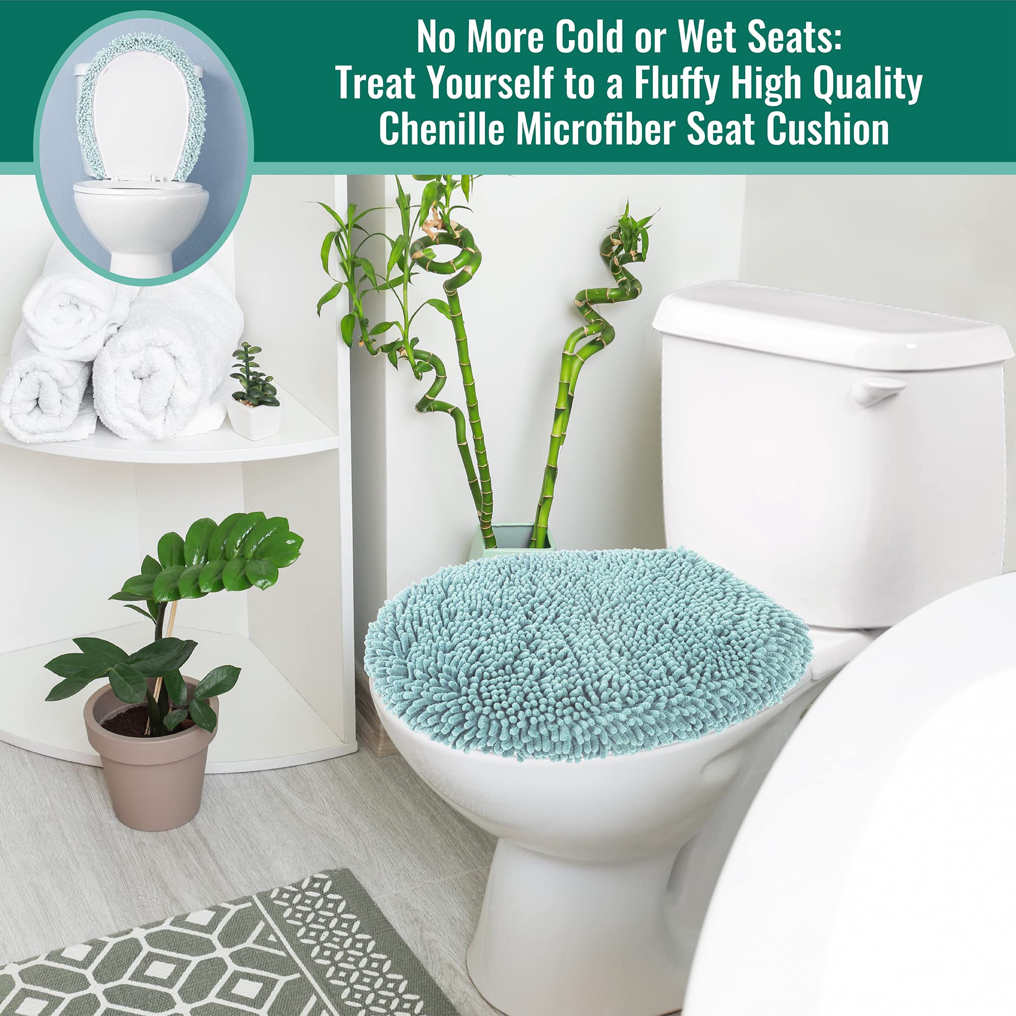 MAYSHINE Plush Shaggy Standard Toilet Seat Lid Cover (Brown) | Fuzzy Chenille Microfiber  Fluffy Soft Absorbent - Machine Washable Cushion | No More Cold or Wet Seats