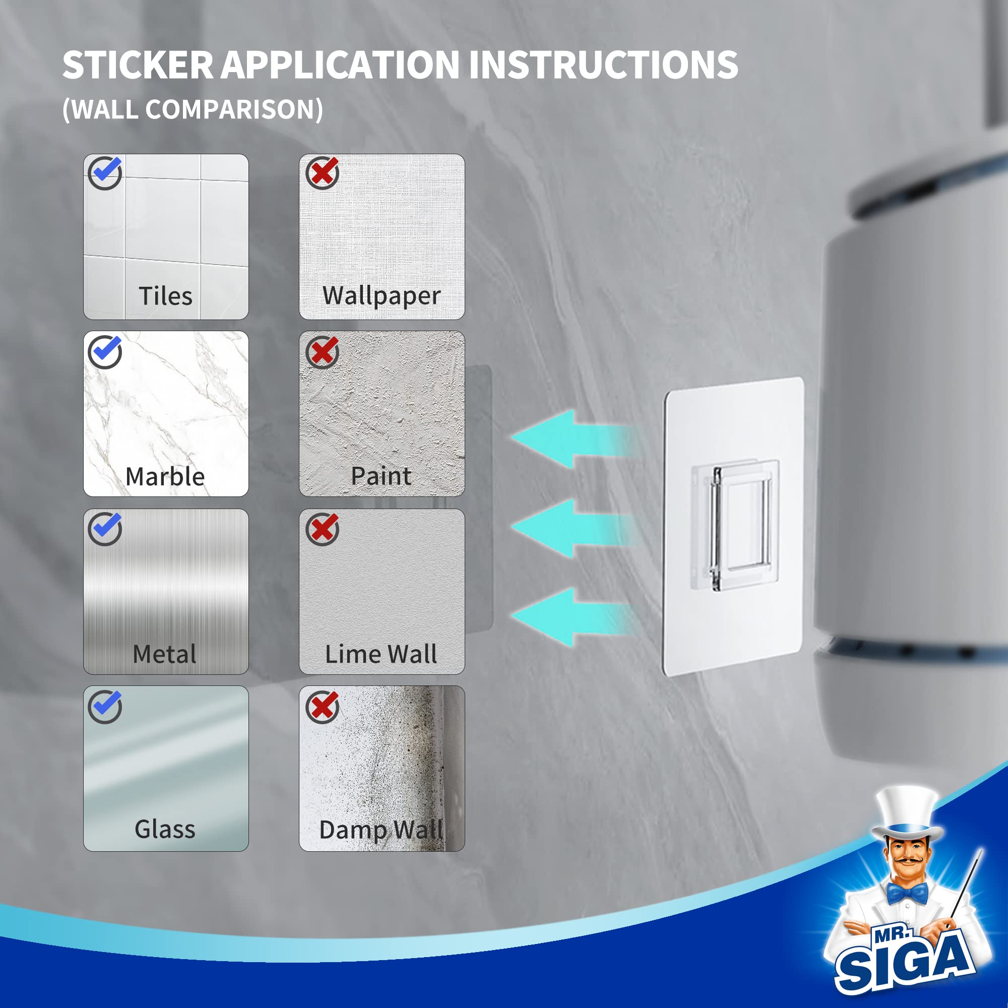 MRSIgA Toilet Bowl Brush and Holder  Durable and Flexible Bristles  Wall Mounted Toilet Brush for Bathroom cleaning  White  1 Pack